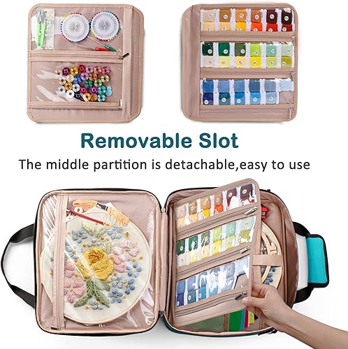 Miniatura 10 de Bolsa de bordado grande - Bolsa de proyectos de bordado - Organizador de suministros de punto de cruz - Bolsa de kits de bordado - Bolsa de