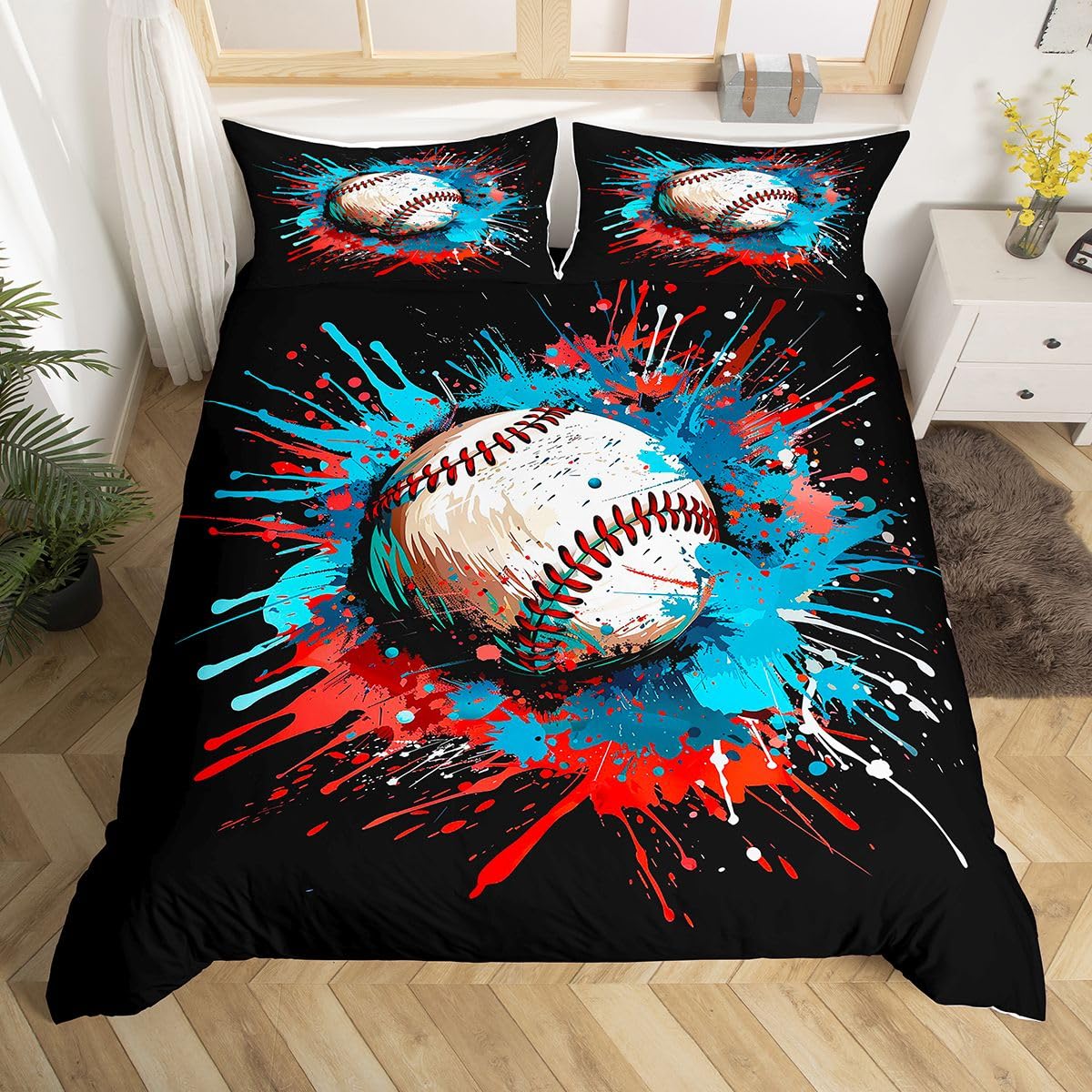 Housse de couette baseball 140x200 parure de lit gaming sports ado