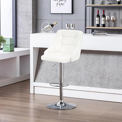 Miniatura 10 de Brage Living Taburete de bar giratorio con respaldo, taburete de tela ajustable copetudo, silla de bar tapizada con altura de mostrador para cocina,