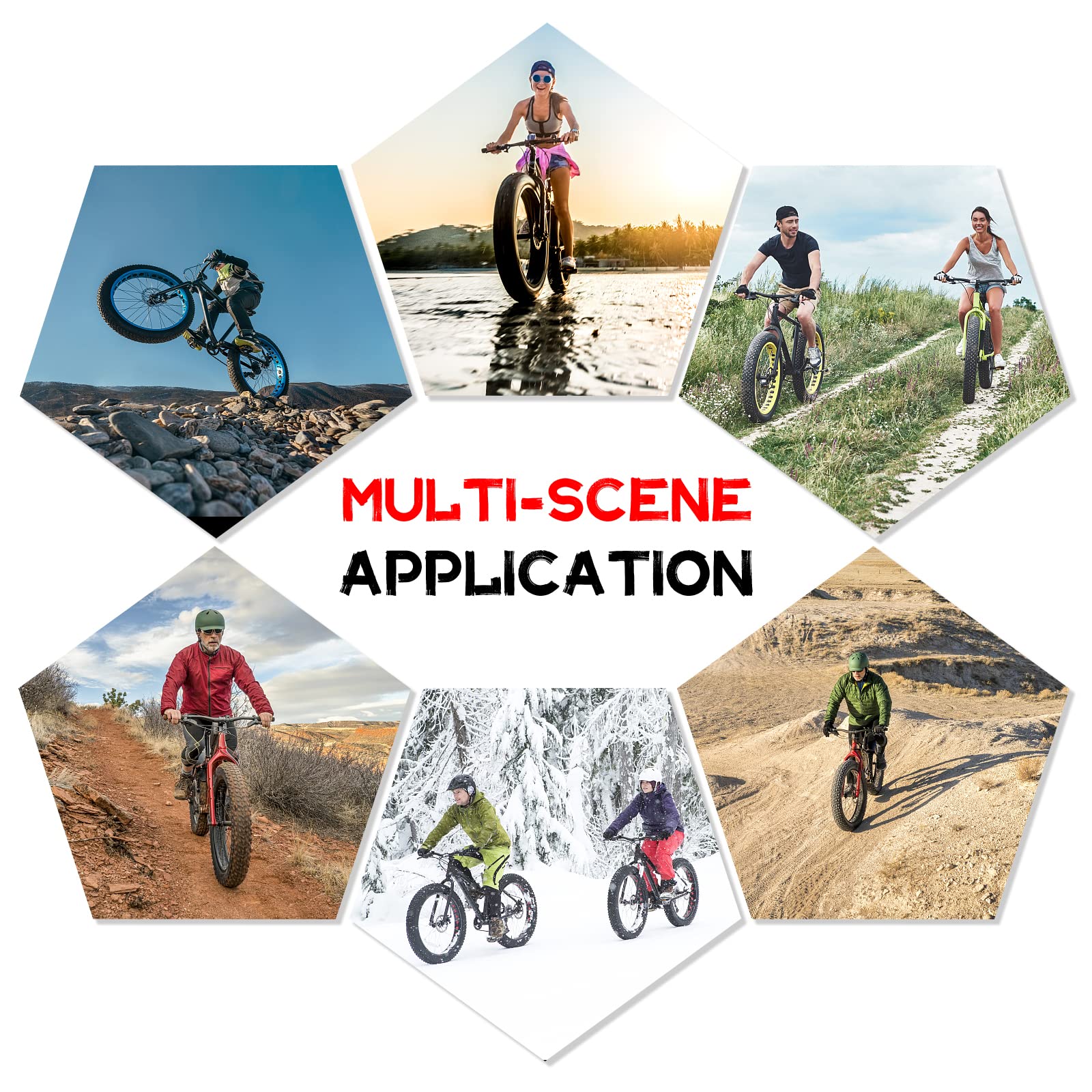 Hycline Fat Tire,20x4.0 Inch 60TPI Fat Bike Tires Folding Replacement Electric Bicycle Tires Compatible Wide Mountain Snow Bike