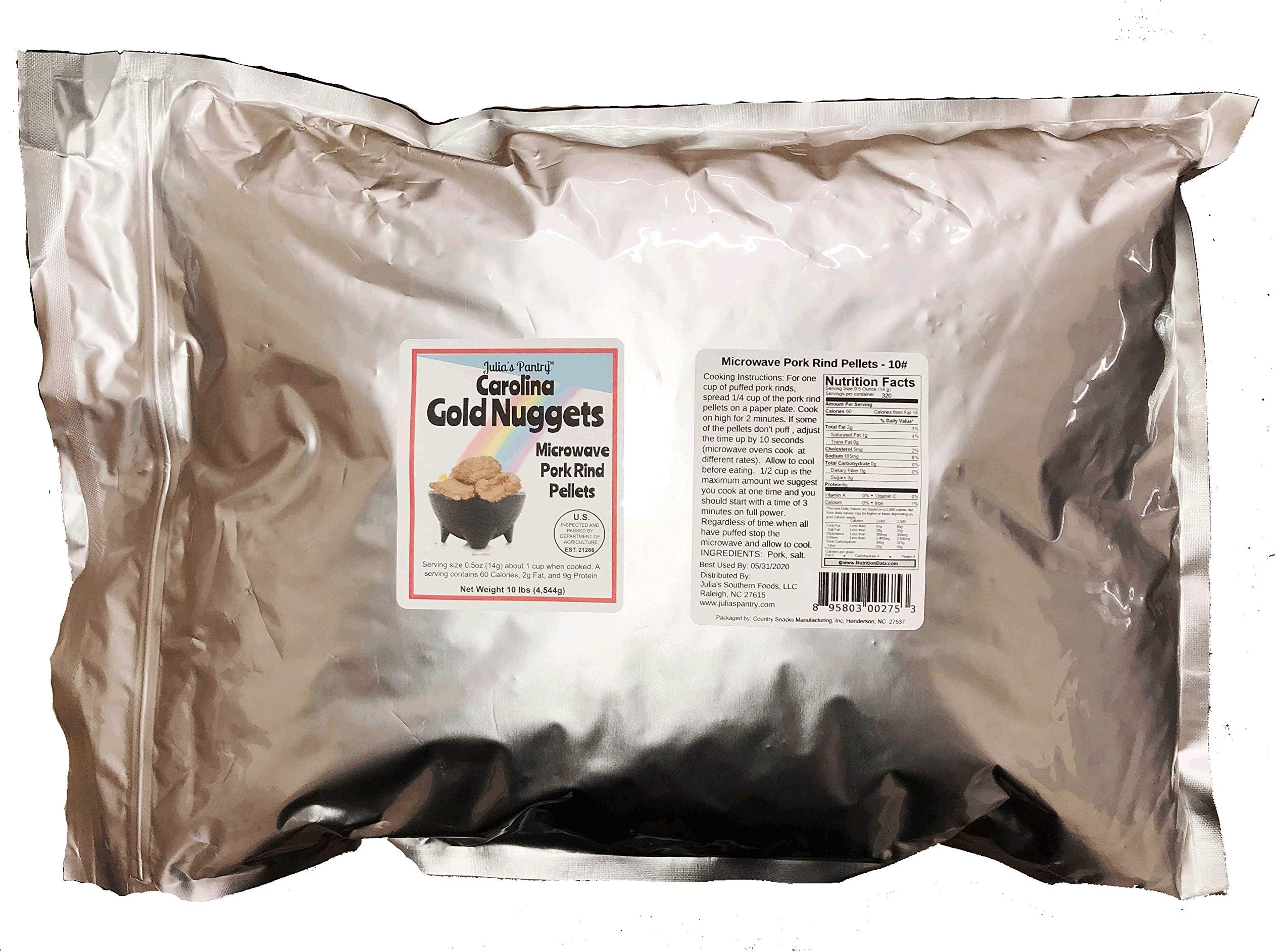 Julia's Pantry Pork Rinds 10 Pound Value Bag ZERO CARBS - Atkins, Keto, Paleo and Diabetic Diet Friendly