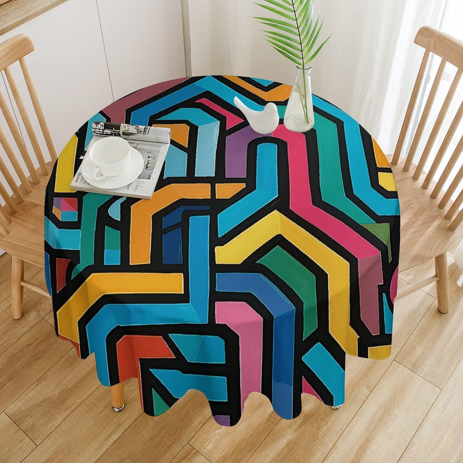 Nappe ronde anti-tache et lavable : protégez votre table des accidents du quotidien