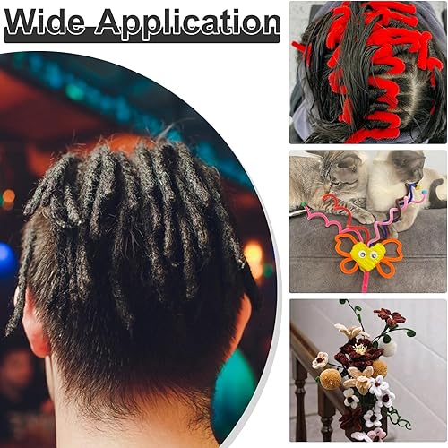 Miniatura 7 de kdafio Juego de 120 piezas de tallos de felpilla de color sólido navideño, limpiadores de tuberías de chenilla, limpiadores de tuberías para