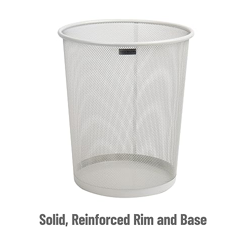 Miniatura 4 de Mind Reader Network Collection Cesta de papel residual capacidad de 45 galones borde sólido reforzado y base malla metálica color blanco