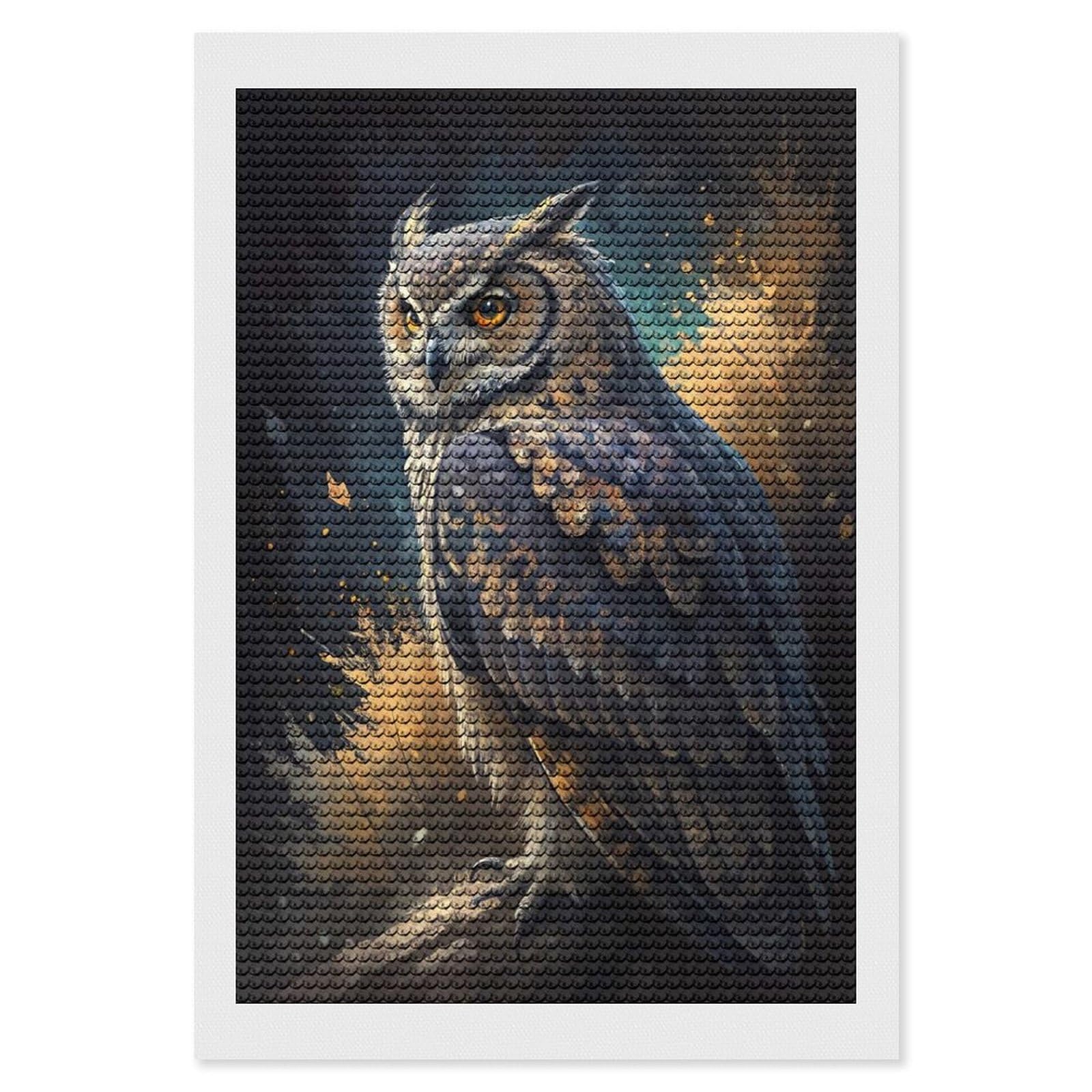 Junmoney Majestic Owl Painting Diamond Painting Canvas Kit 8"x12", Round Gems, Living Room Decor, Seasonal Gift Choice, Modern Decor