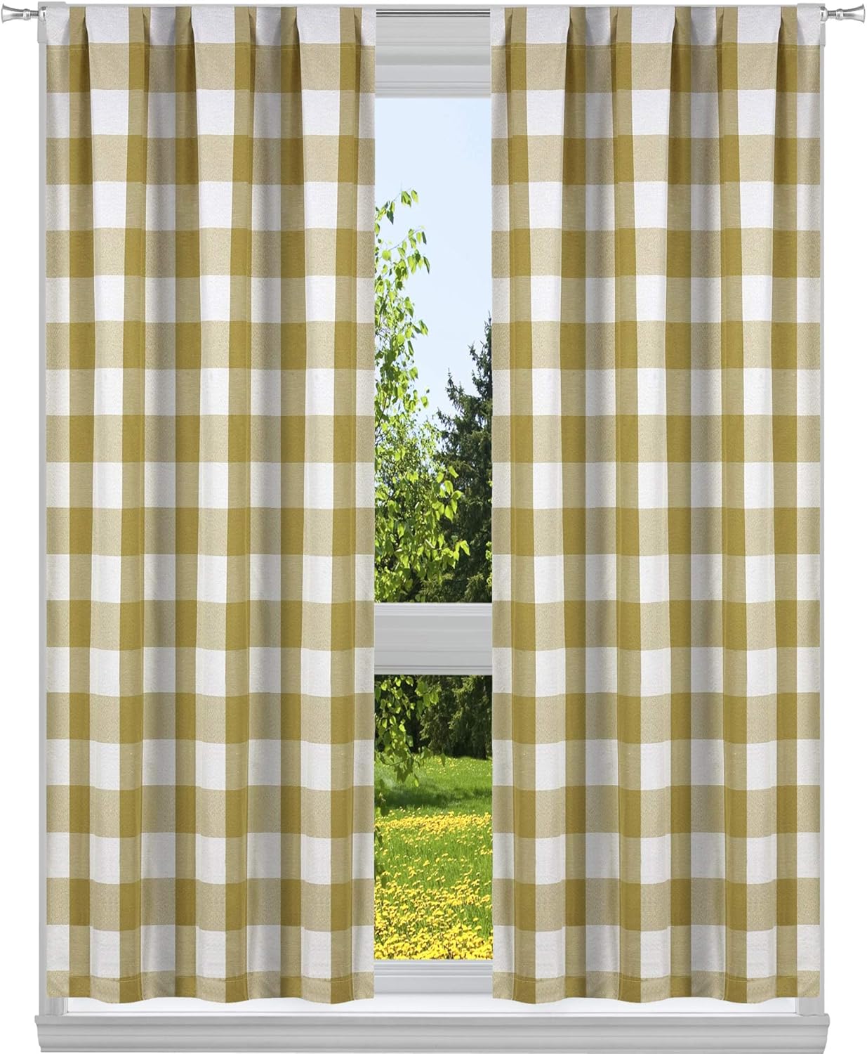 Kelvin Check Blackout Langston Buffalo, 38x84, Ochre Home