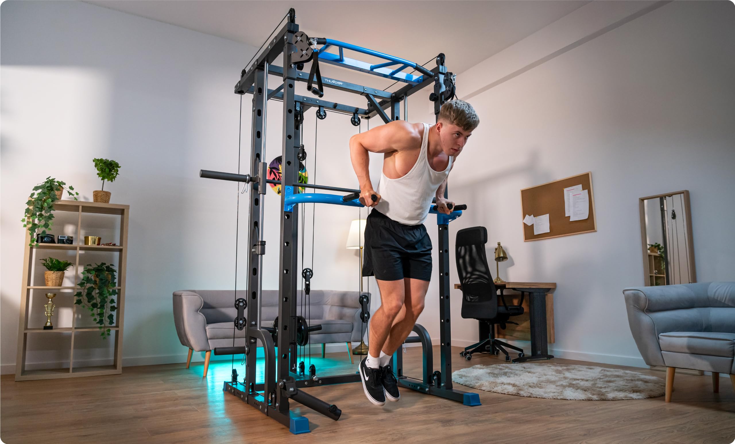 THUNDER : Station de Musculation complète – Power Tower, Machine Smith, Home Gym