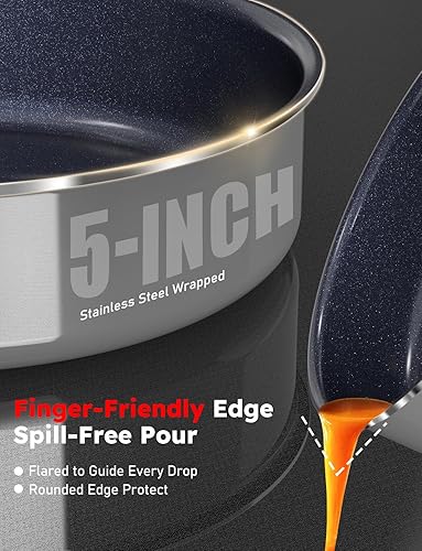 Miniatura 8 de Pro DUXANO - Juego de 12 ollas y sartenes antiadherentes y sartén híbrida de acero inoxidable de 3 capas, alta temperatura y freír, utensilios de