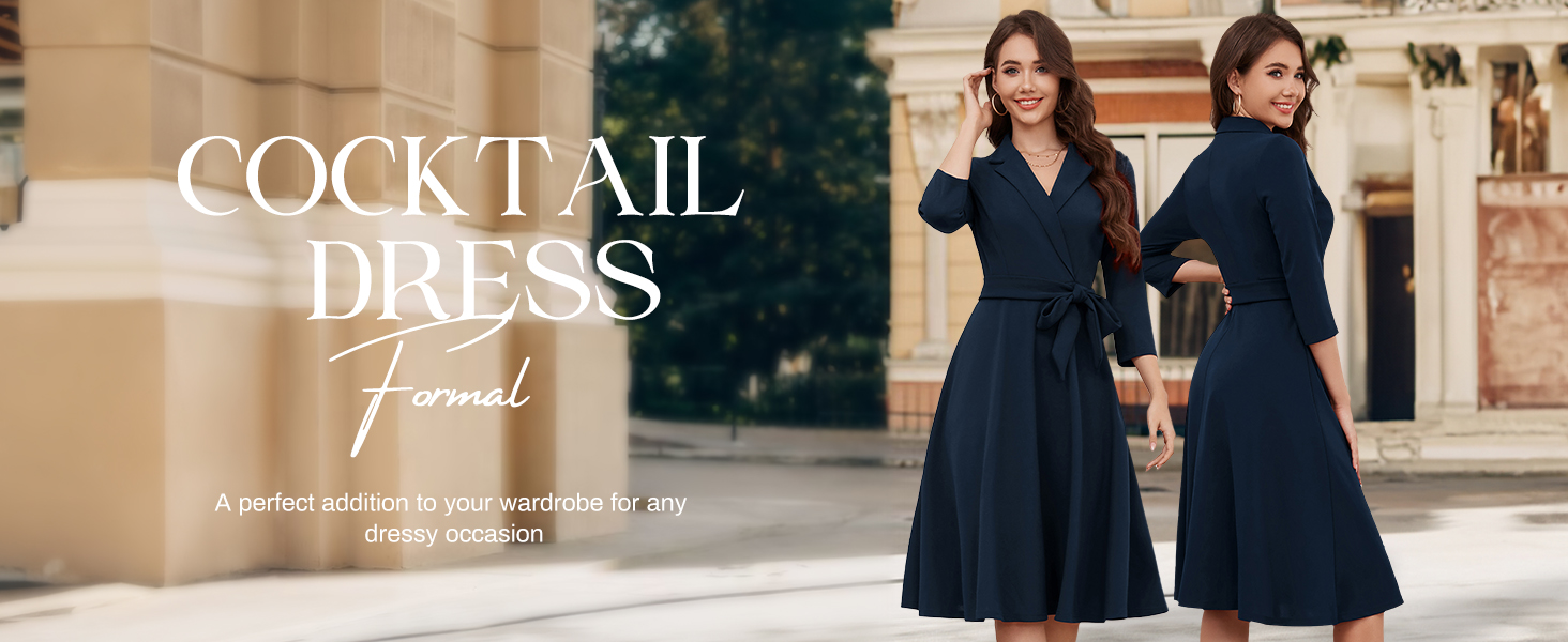 Amazon.com: Meetjen Womens Vintage Tea Dress 2026 Swing 3/4 Sleeve Cocktail  Party Formal Church Work Funeral Dresses,Black,S : Clothing, Shoes & Jewelry