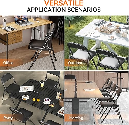 Miniatura 7 de Fenbeli Sillas plegables con asientos acolchados, paquete de 4 sillas plegables acolchadas con marco de acero para el hogar y la oficina, eventos en