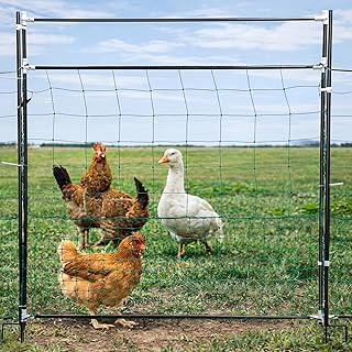 Leinuosen Electric Poultry Netting Gate, 50" H x 37" L Electric Chicken Fence Gate, Portable Poultry Nets Fence Kit for Chickens, Ducks, Turkeys, Sheep, Geese in Yard, Farms, Backyards, Garden