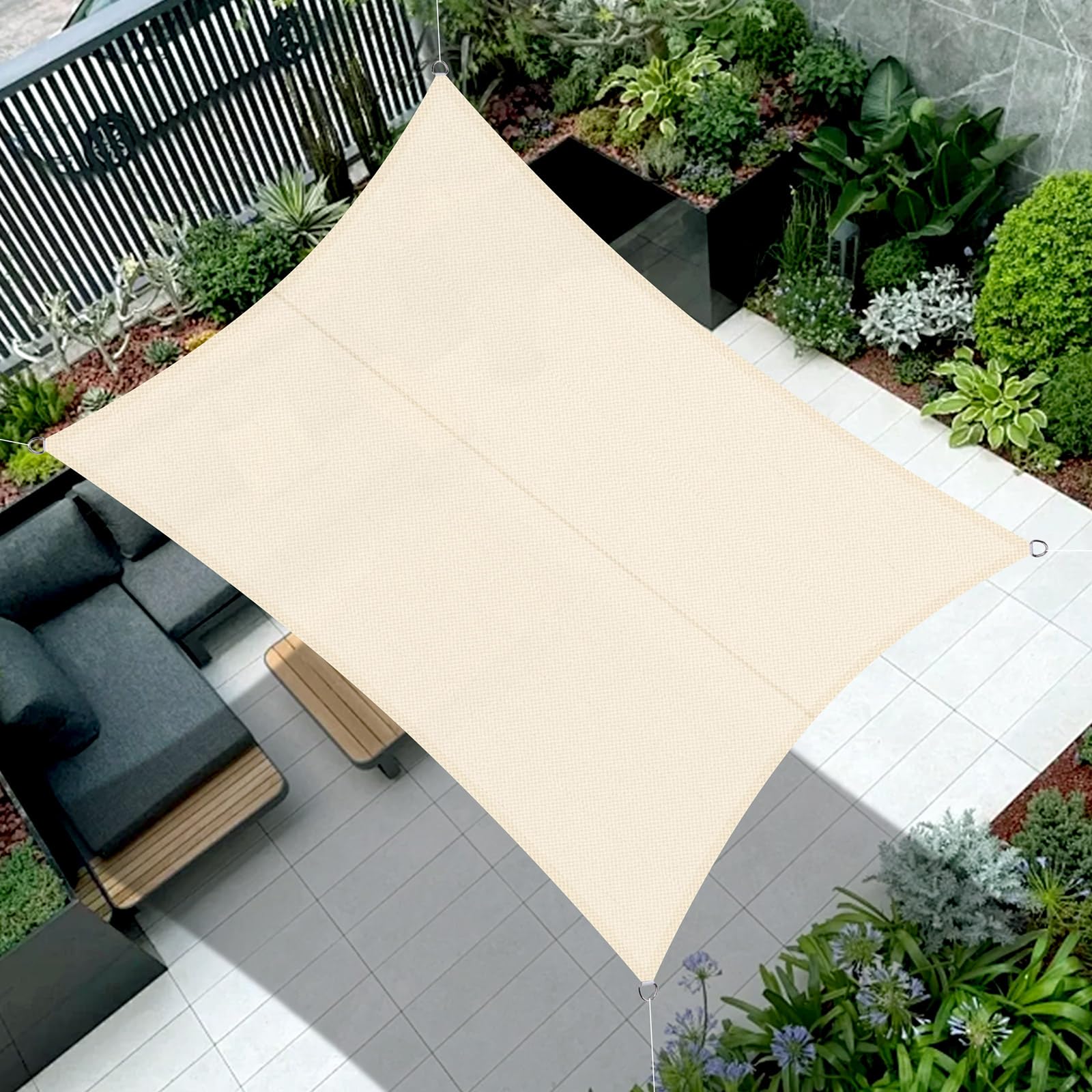 Cool Area Toldo Vela de Sombra Impermeable Rectangular 2.5x4m Protección UV PES Toldos para Patio Exterior Jardín Terraza-Arena — view 49