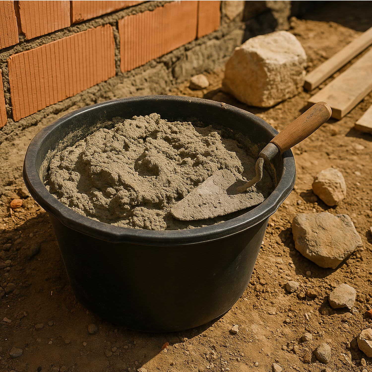 Kistenberg 5X Mörtelkübel 90 Liter | Eimer mit Skala | aus robustem Kunststoff | schwarz | ideal für Bauarbeiten, Garten und Heimwerkerprojekte | 63 x 42 cm