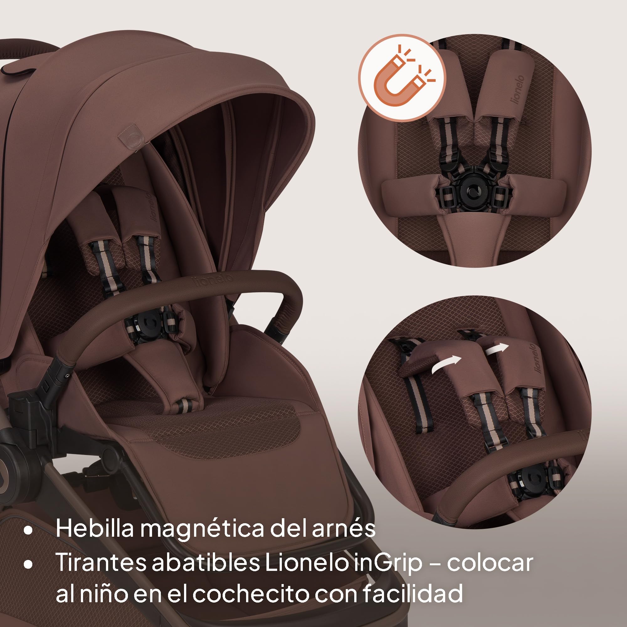 Lionelo Freya Carro Bebe 3 Piezas Carrito de Bebe 3 en 1 (0-4 Años, Hasta 22 Kg), Plegable Capazo, Silla y Silla de Coche I-Size 40-87 Cm, Suspensión, Ruedas PU, Capota UPF50+, Cochecito Bebe