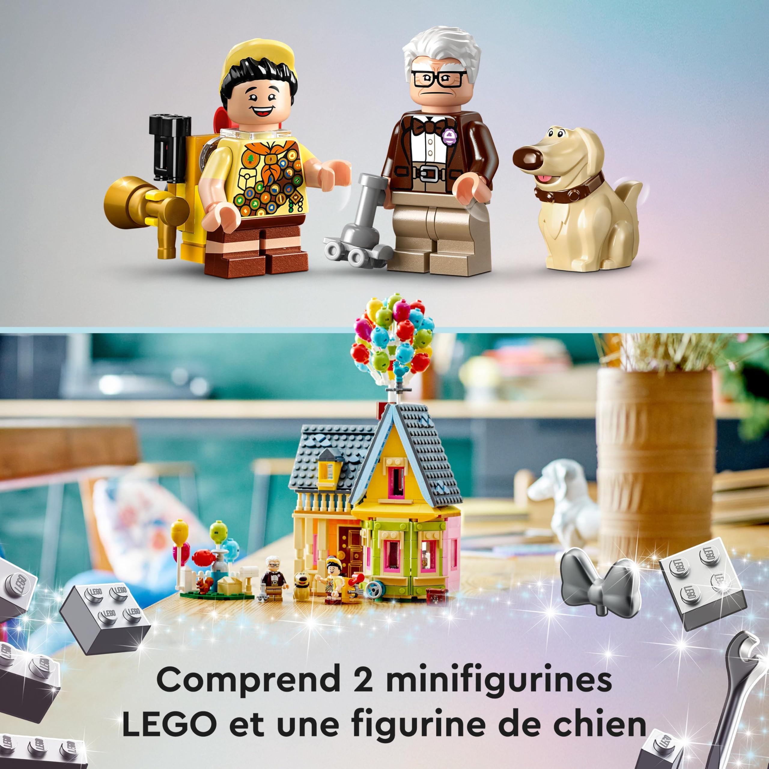 LEGO Disney et Pixar La Maison de « Là-Haut » Jouet avec Ballons - Figurines Carl, Russell et Doug, Maquette Collection pour Filles et garçons, Idée Cadeau Iconique 43217