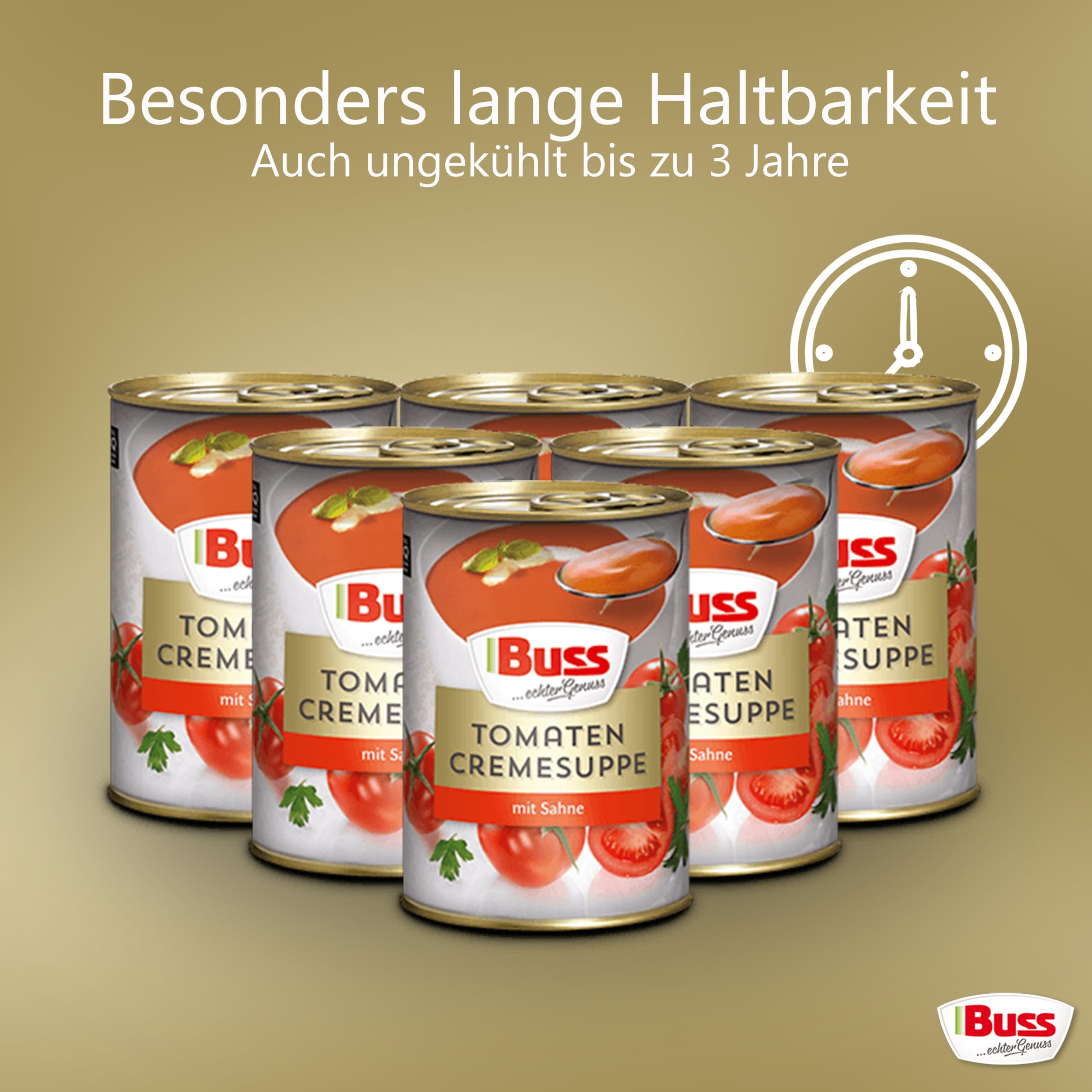 Buss Klassische Suppen - Tomatensuppe verfeinert mit Sahne, 12 x 400g