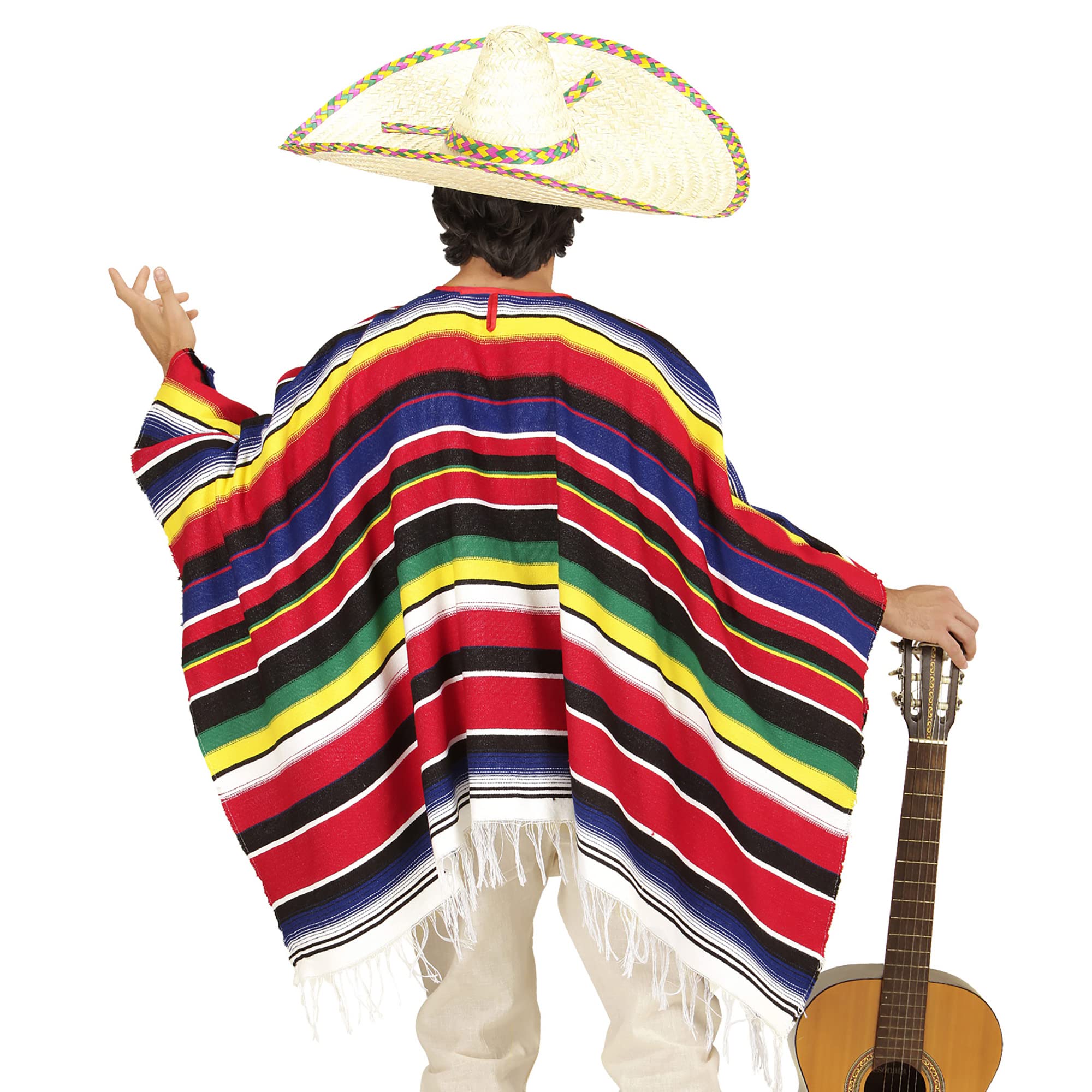 W WIDMANN MILANO Party Fashion 75722 autentyczne meksykańskie poncho, dodatek do kostiumu, akcesoria, szal, meksykański, karnawał, impreza tematyczna