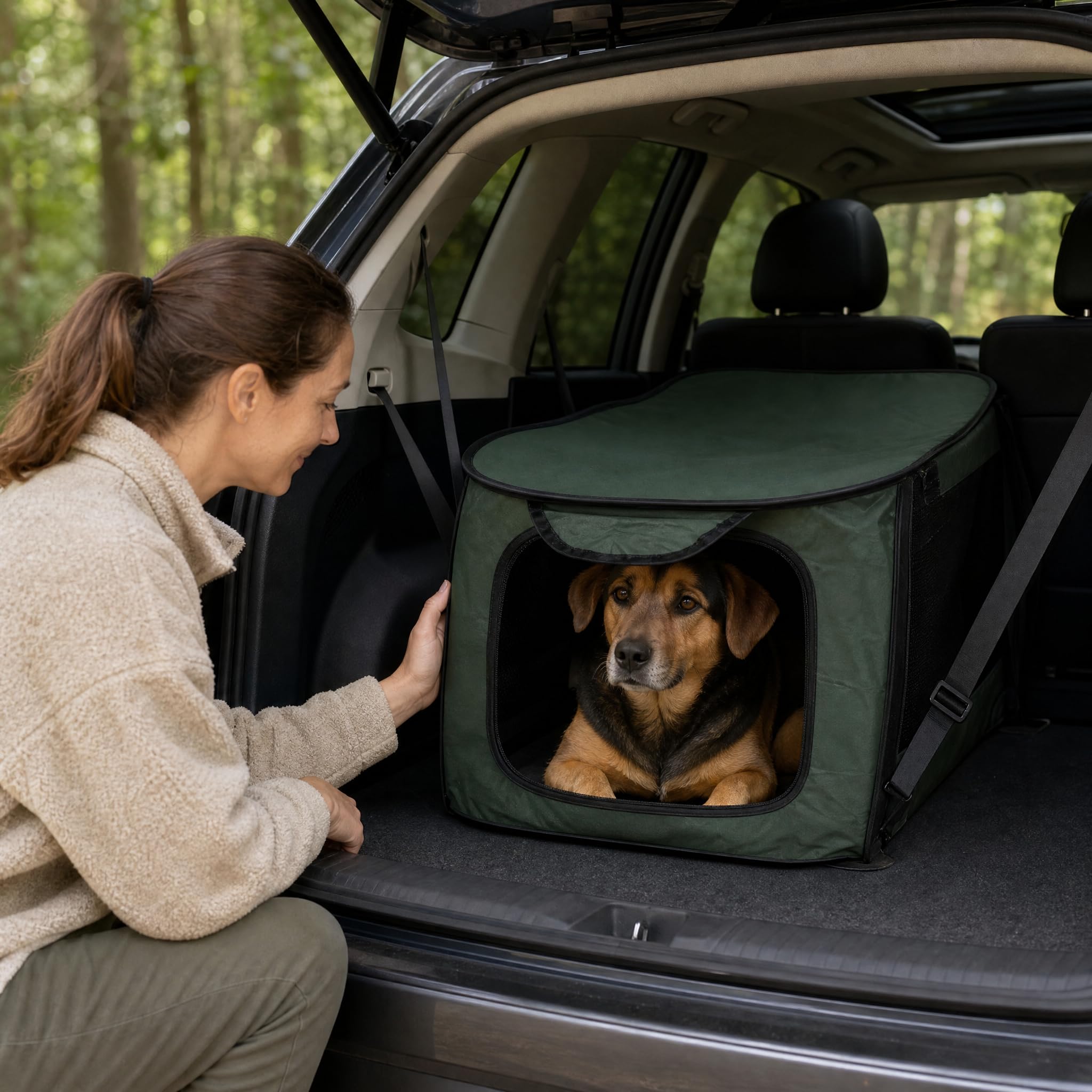 Faltbare Box für Auto, Olivgrün