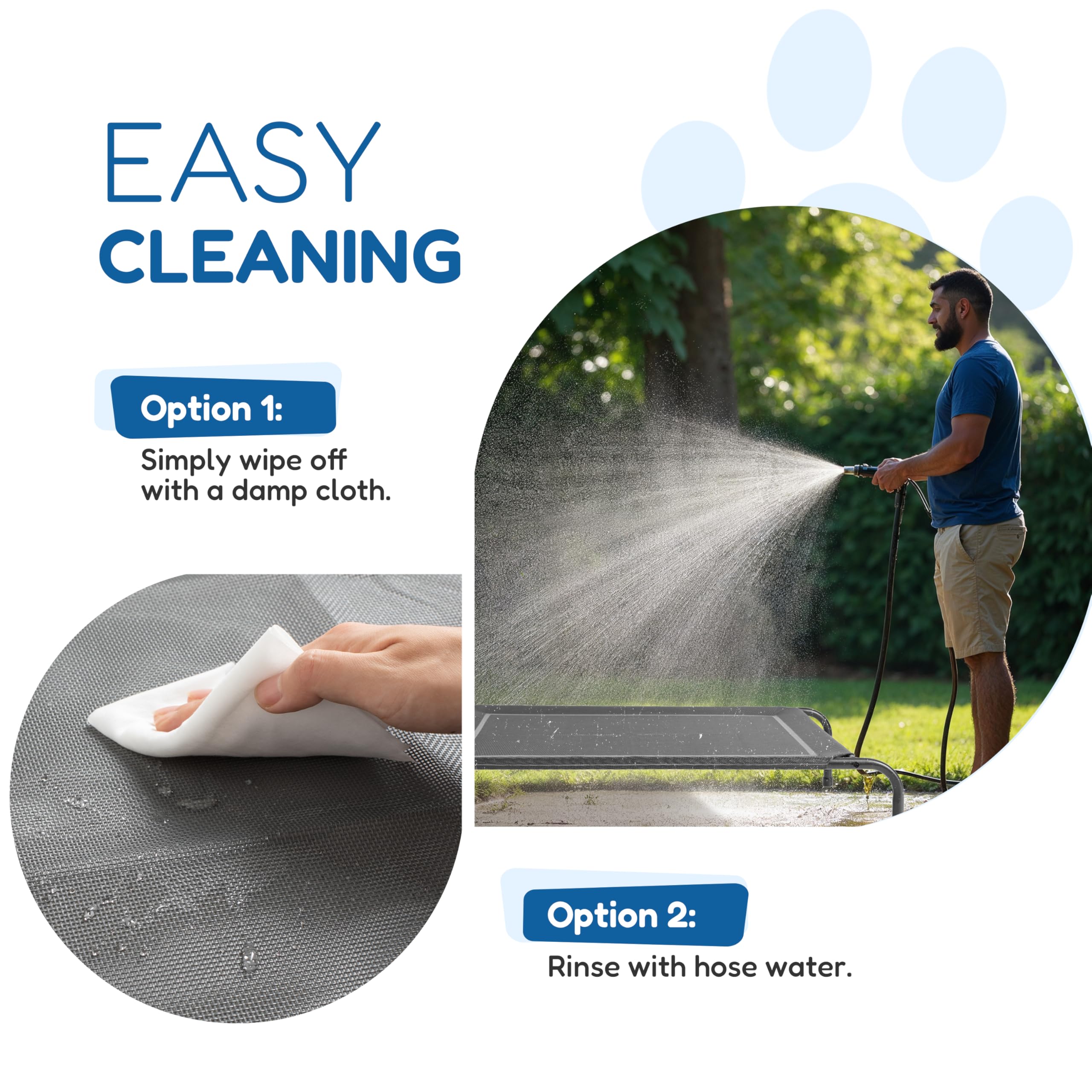 FluffyDream Cooling Elevated Dog Cot Bed Outdoor Raised Portable Dog Beds No-Slip Feet Portable Durable Pet Hammock Bed, 49x31.5x8 Inch, Grey