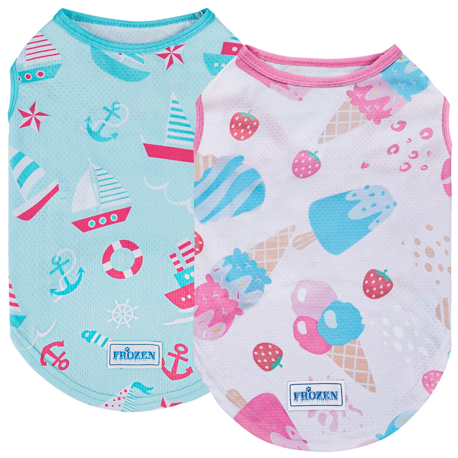 KYEESE 2 Pack Dog Cooling Shirts Quick Dry Instant Cooling Pet Vest for Small Dogs Breathable Sleeveless Vest Lightweight Soft Quick Dry Puppy Shirt