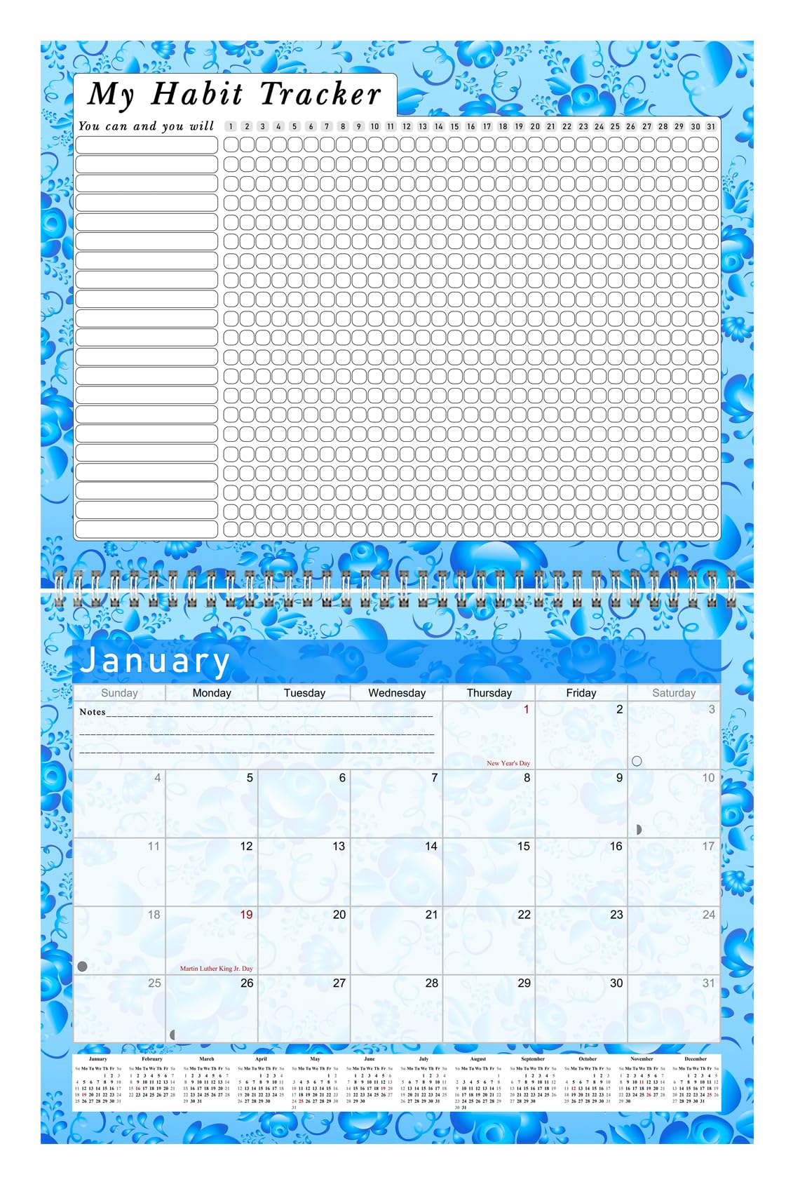 2026 Monthly Desktop/Wall Calendar/Planner - Habit Tracker - Daily, Weekly & Monthly Goal Motivational Habit Tracking Journal Inspirational - (Edition