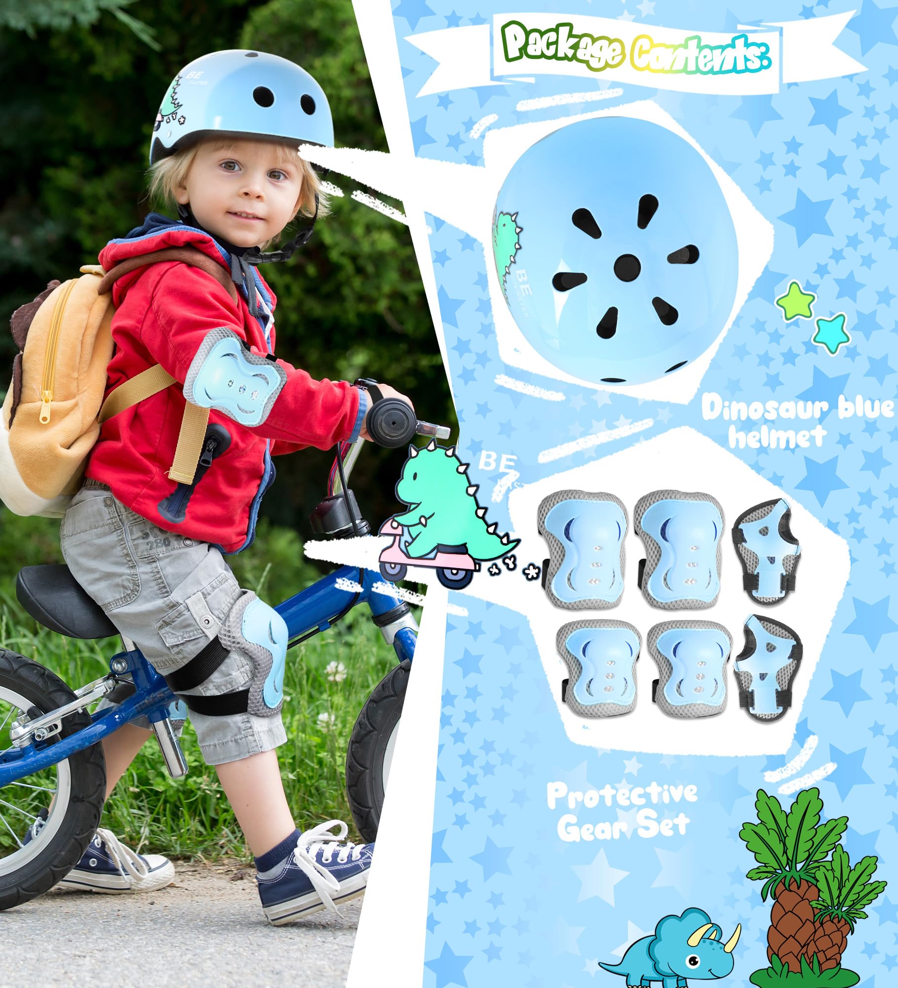 Licorne Casque Vélo Enfant Casque Ajustable pour Filles Garçons avec Réglables Genouillères et Coudières Équipement de Protection pour Cyclisme Scooter Roller Skateboard 48-56 cm 3-12 Ans