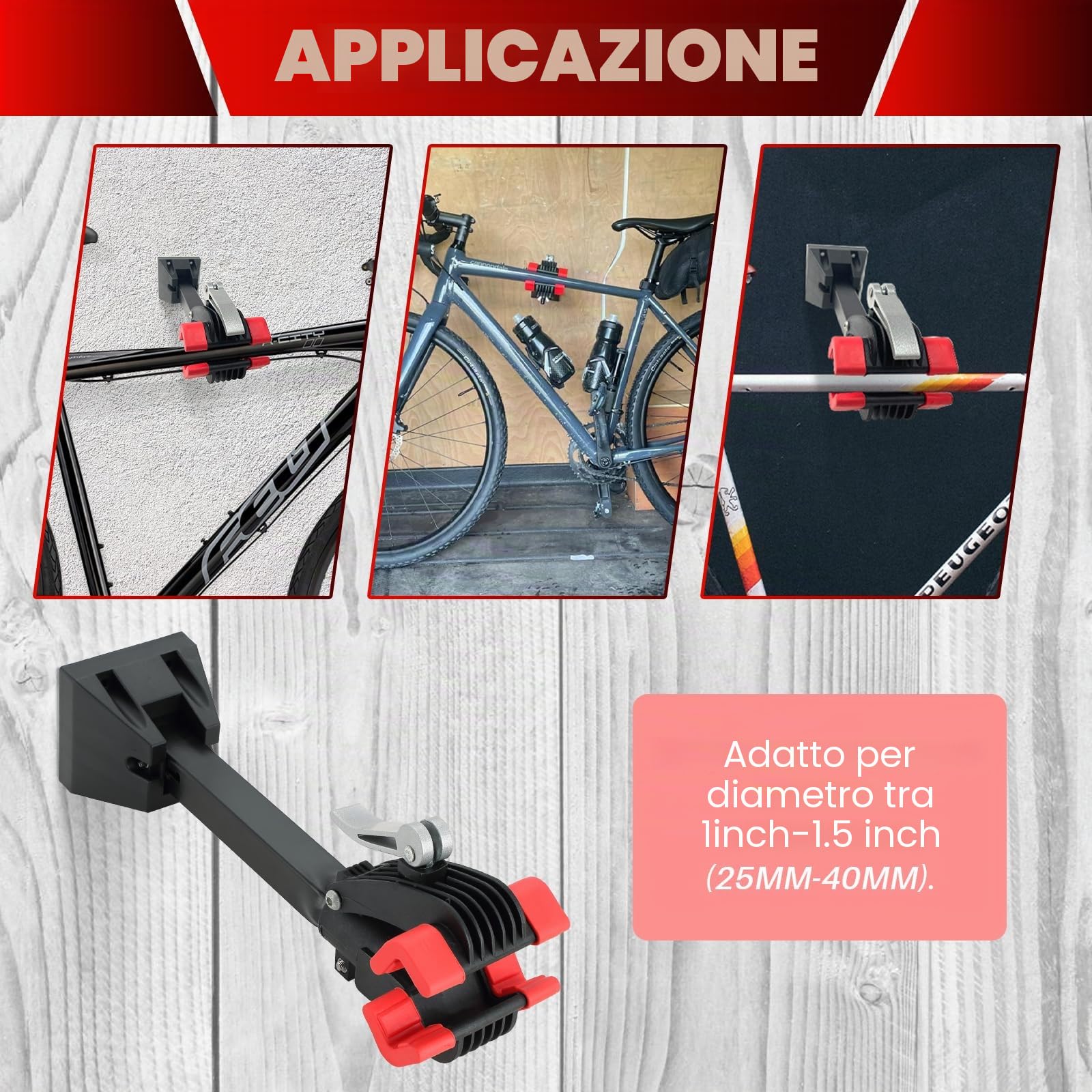 DASBET Supporto per Riparazione Bici da Parete - Pieghevole per Garage o Casa - Montaggio a Parete per Manutenzione Biciclette