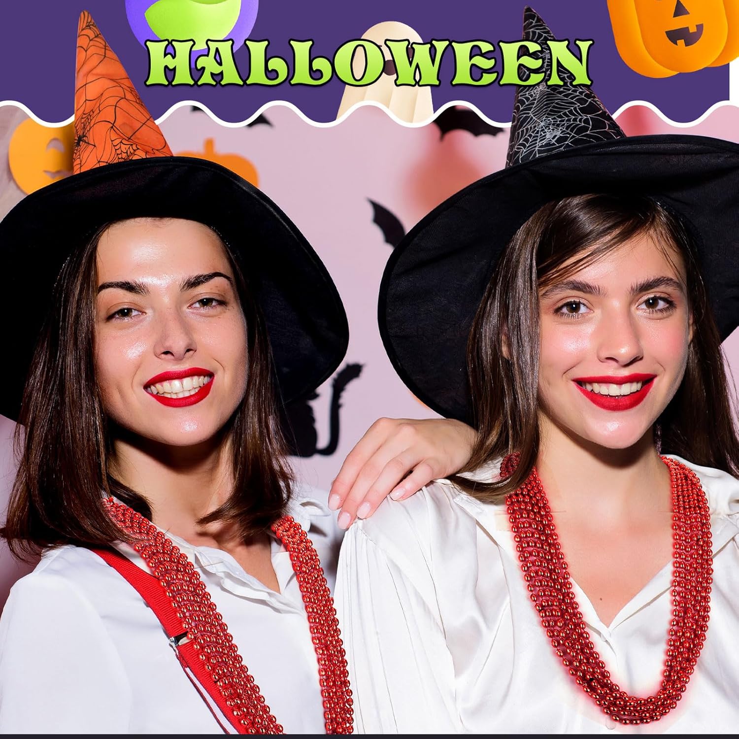 Riceshoot 200 Pcs Red Bead Necklace Bulk Mardi Gras Oval Beads Necklace Party Favors 33" 7mm Metallic Color Beaded Costume Necklaces for Halloween Christmas Festive Event Accessories - Image 6