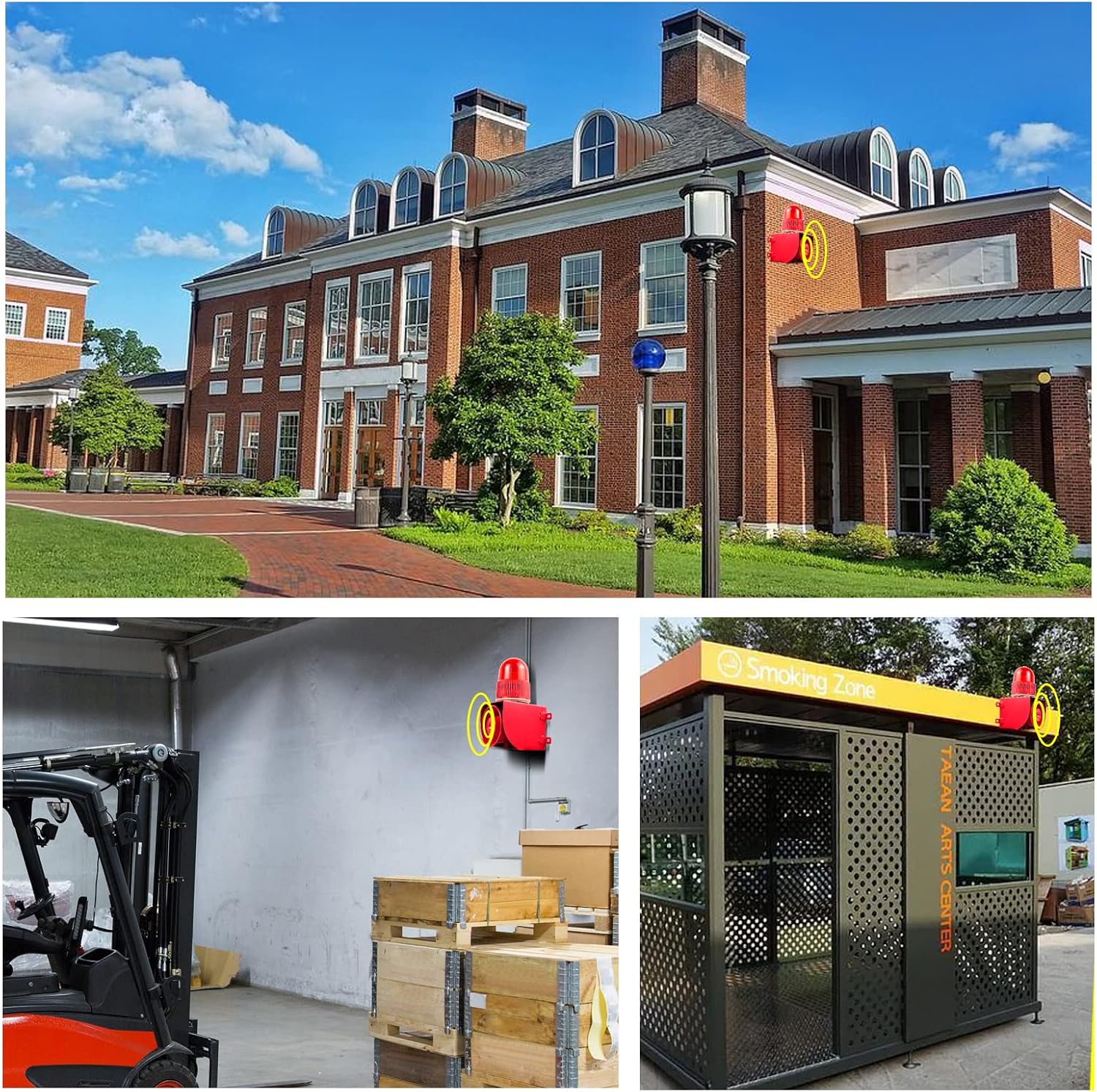 Alarm Siren Outdoor 130dB Industrial LED Siren Strobe IP65 Waterproof 45W Security Siren Alarm for Noisy Environment Emergency Sirens AC220V