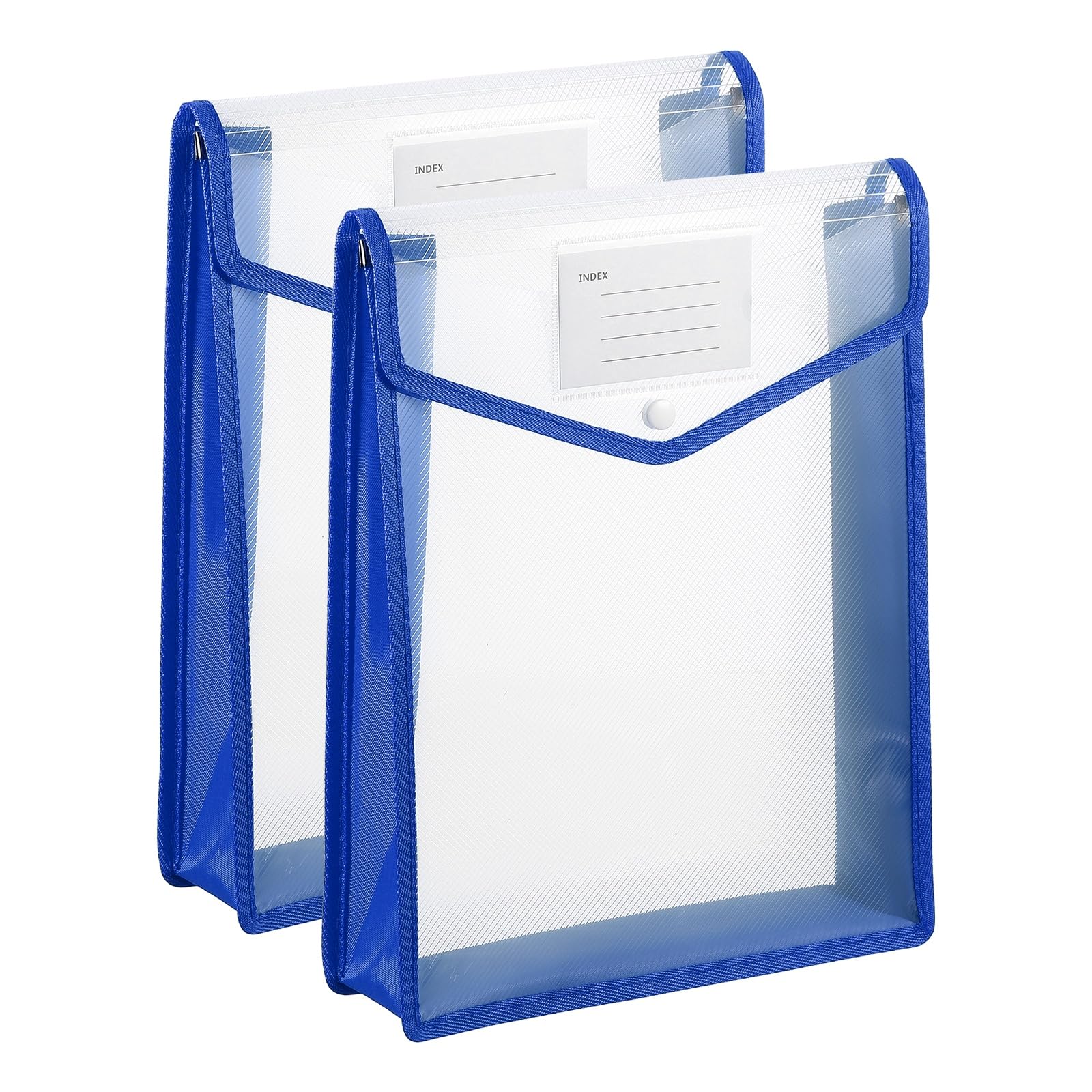 PATIKIL Plastic Expanding File Folders, 2 Pack A4 File Folder Envelopes Letter Size Document Organizer Supplies with Snap Closure for Classroom Office, Blue, Vertical