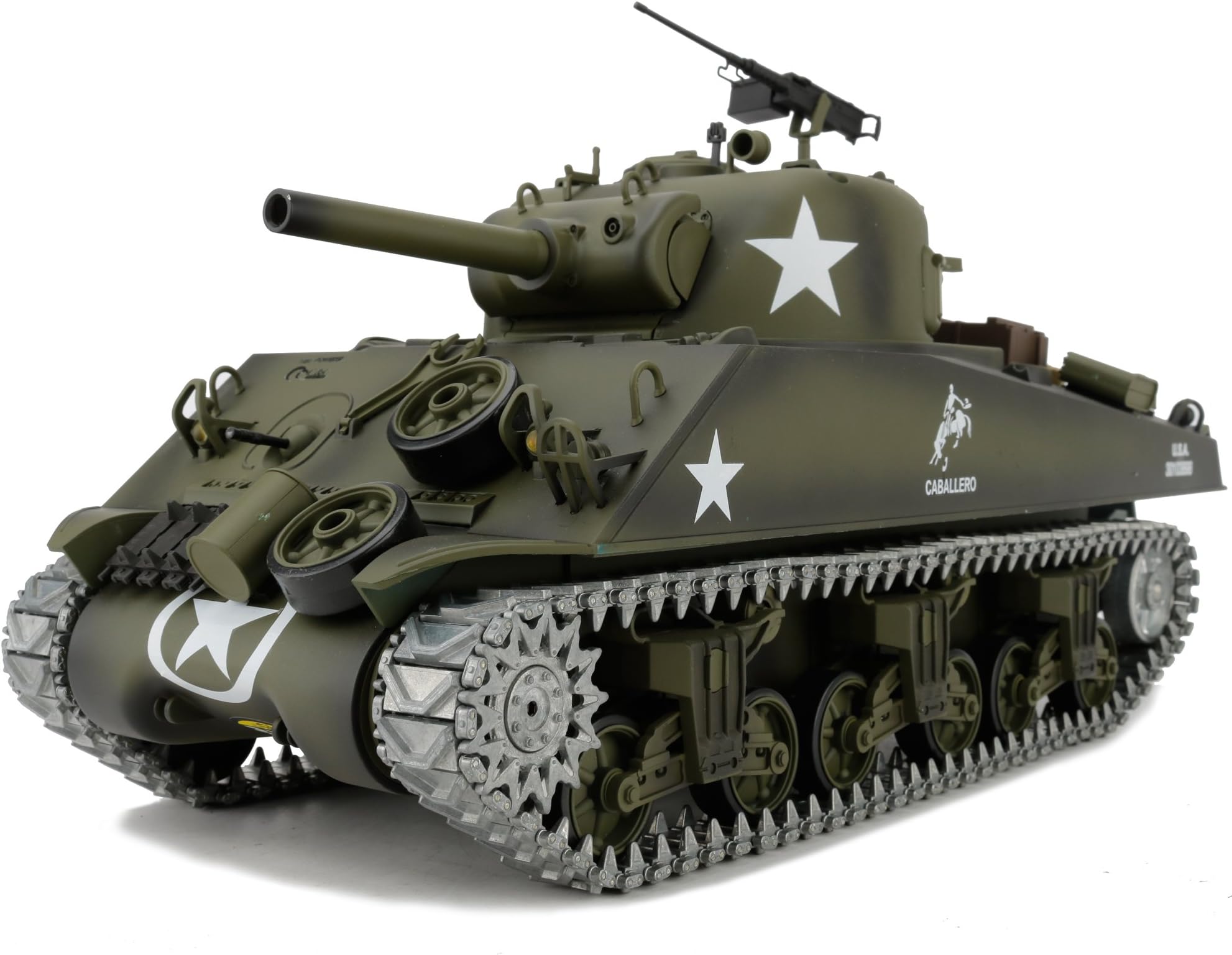 Modified TK7.0 Edition 1/16 2.4ghz Remote Control US M4A3 Sherman Tank Model(360-Degree Rotating Turret)(Steel Gear Gearbox)(3800mah Battery)(Metal Tracks &Sprocket Wheel & Idle Wheel)