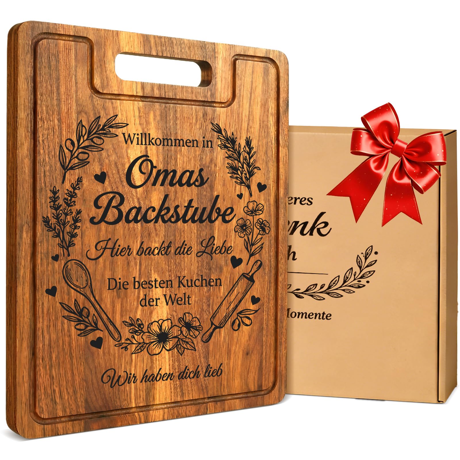 Bafeil Oma Geschenke, Personalisierte XXL Schneidebrett Schneidebrett | Geschenk für Oma von Enkel, mit Gravur, Geschenkbox, Beste Oma Muttertagsgeschenk, Geburtstagsgeschenk & Weihnachtsgeschenke