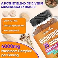 Vista 8 de Mushroom Gummies for Adults 4000mg, Brain Supplements for Memory and Focus, 26 in 1 Mushroom Supplement Complex with Ashwagandha & Lion's Mane