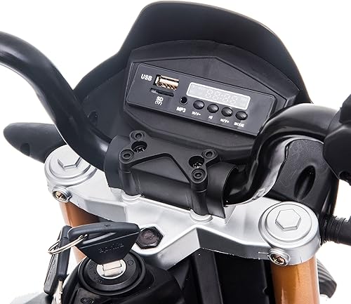 Miniatura 4 de Aprilia - Motocicleta de 12 V para niños, con pilas, para exteriores, con ruedas de entrenamiento, suspensión de resorte, luces, música, USB, regalo