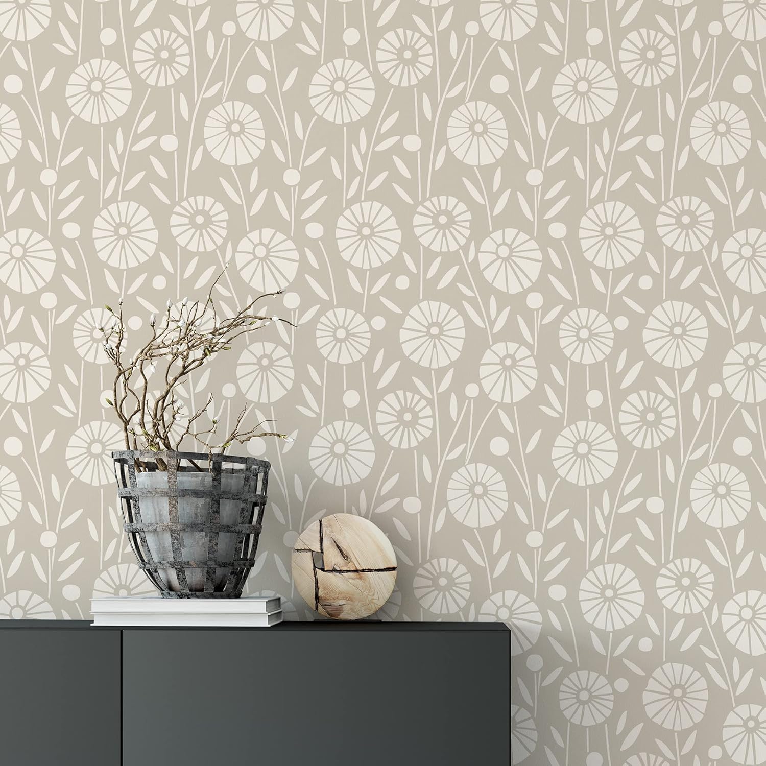 Posies Garden Pattern Wall Stencil - Add A Designer Touch to Your Home - Garden Stencil, Wall Stencil Ideas, Stencil for Walls, Large Wall Stencils