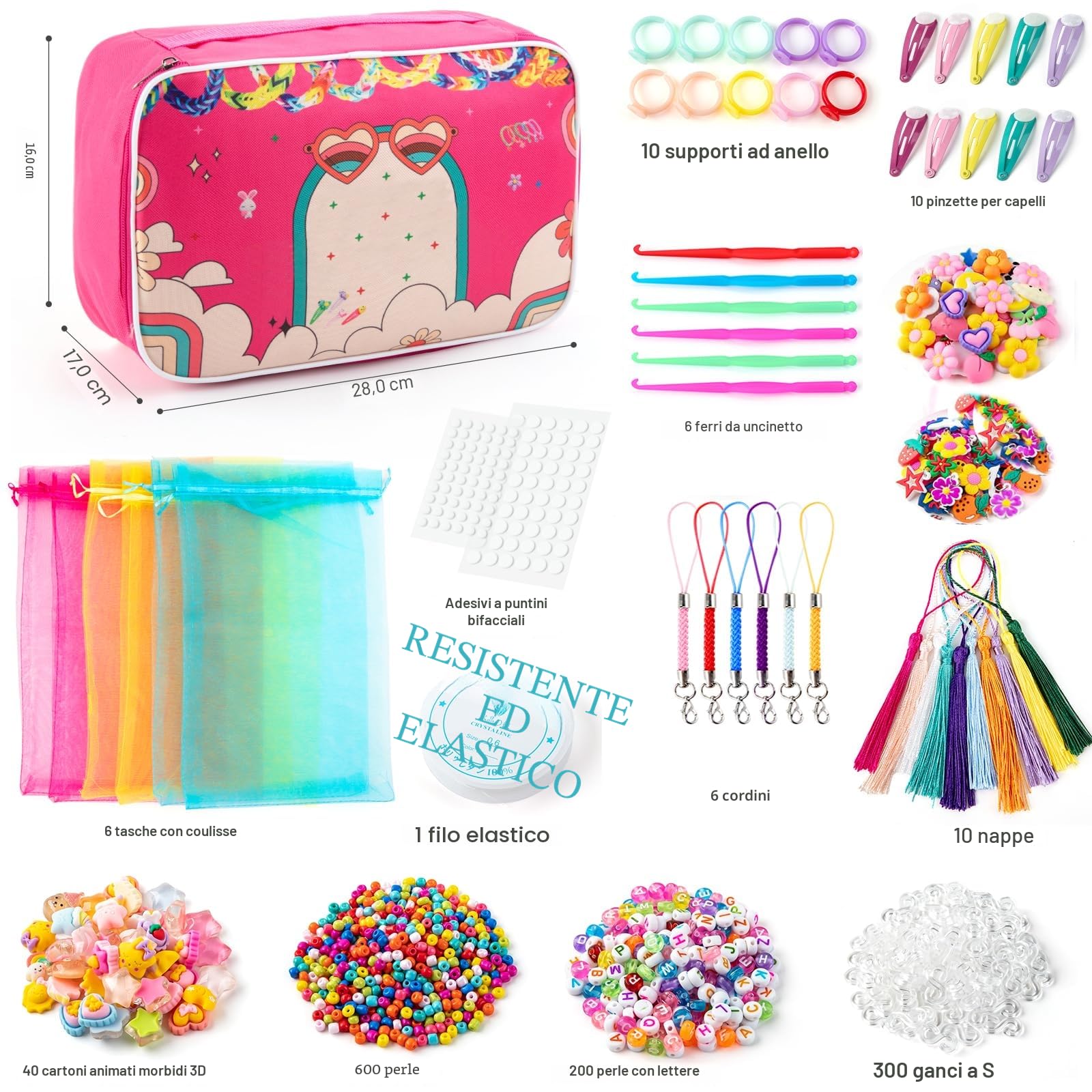 SLEMAKO 18000+ Elastici Per Braccialetti, 20 Colorati Gomma Kit Per Fare Braccialetti Kit Con Perline, Fai Da Te Bambina Elastici Di Gomma Bracciale Giochi Natale Regalo Per Bambini Ragazza Ragazzi