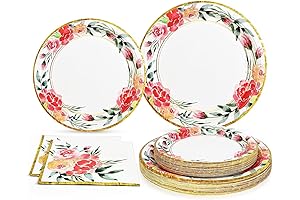 Homlouue 96PCS Floral Paper Plates and Napkins: Perfect for Lavish Celebrations