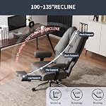 EXCEBET Big et Président du Bureau de haut niveau 400lbs Siège large, chaise de bureau haute arrière en cuir avec repose-pieds, chaise ergonomique de bureau Support Lombaire pour soulager la douleur du bas du dos (président de bureau gris)