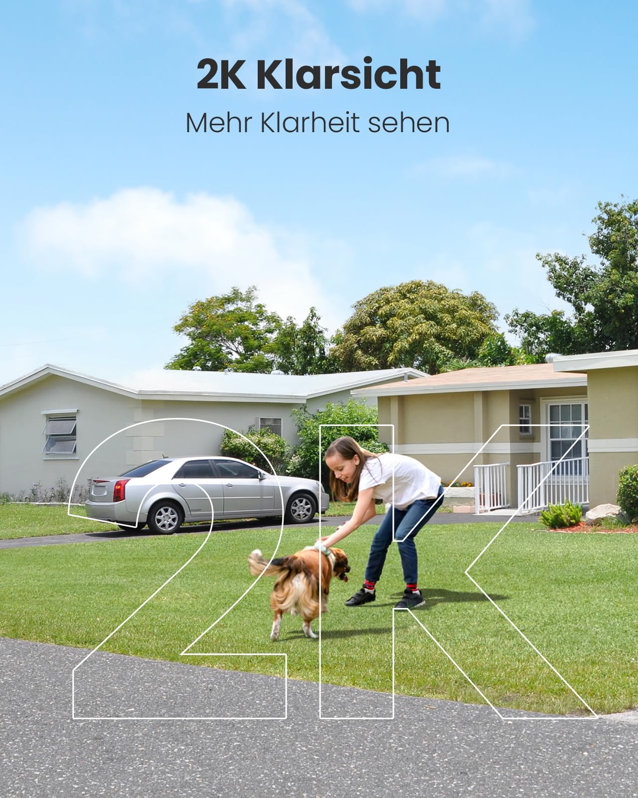 2PCS 2K Überwachungskamera Aussen Akku, WLAN Kabellose Überwachungskamera Außen/Innen mit Farbige Nachtsicht, PIR-Bewegungserkennung, 2-Wege Audio, Cloud/SD Card, Alexa, 2.4 GHz WLAN