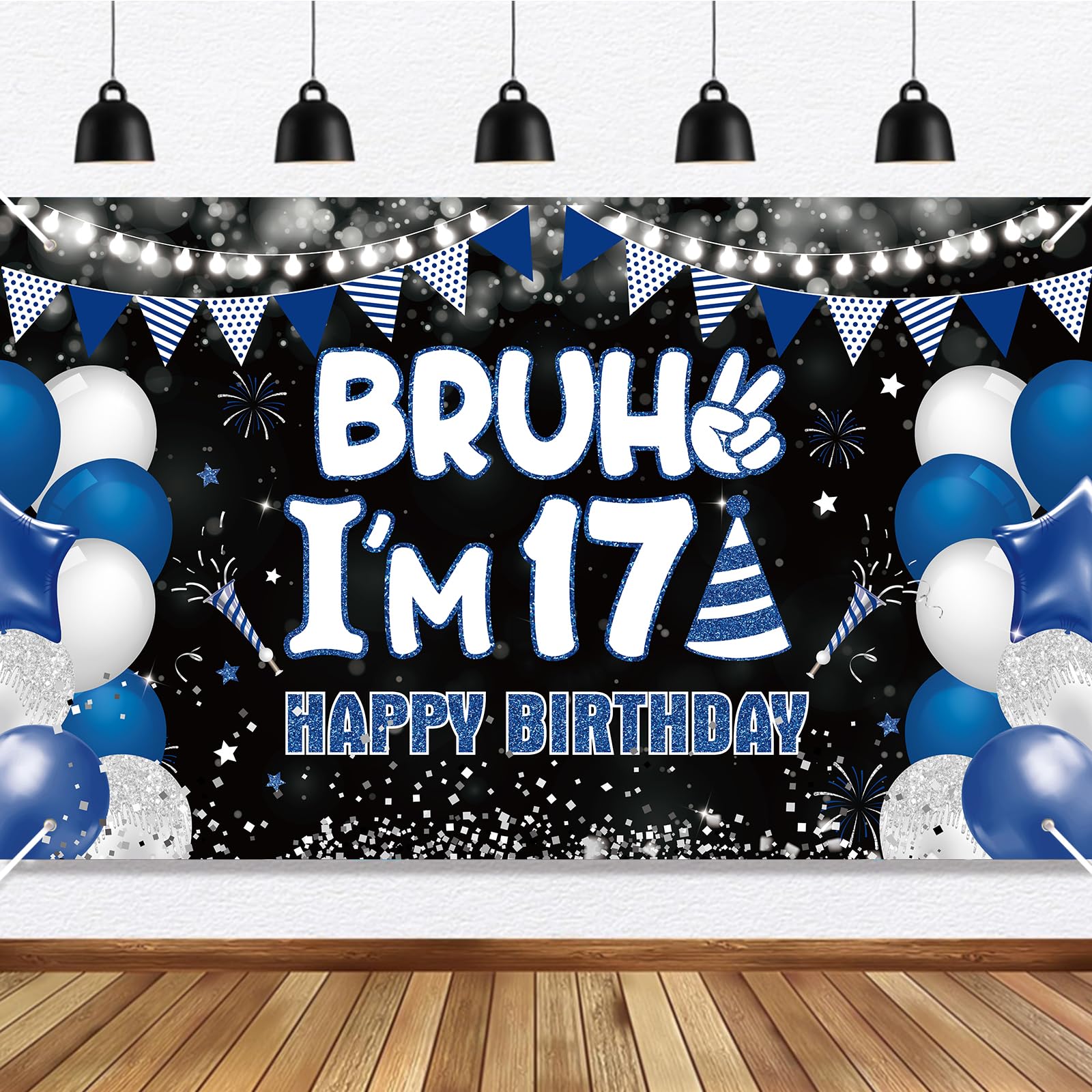 Bruh Its My Birthday Decorations Banner for Boys Bruh I'm 17 Backdrop Funny Teenage Bday Banner Teen Boy 17th Bday Decor 5.9x3.6ft Happy 17 Years Old Birthday Party Supplies — image 1