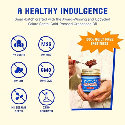 Miniatura 5 de Mama Teav's Hot Garlic Chili  Salsa de 6 onzas con sabor a aceite de semilla de uva  Sin gluten, vegano, totalmente natural  Condimento ligeramente