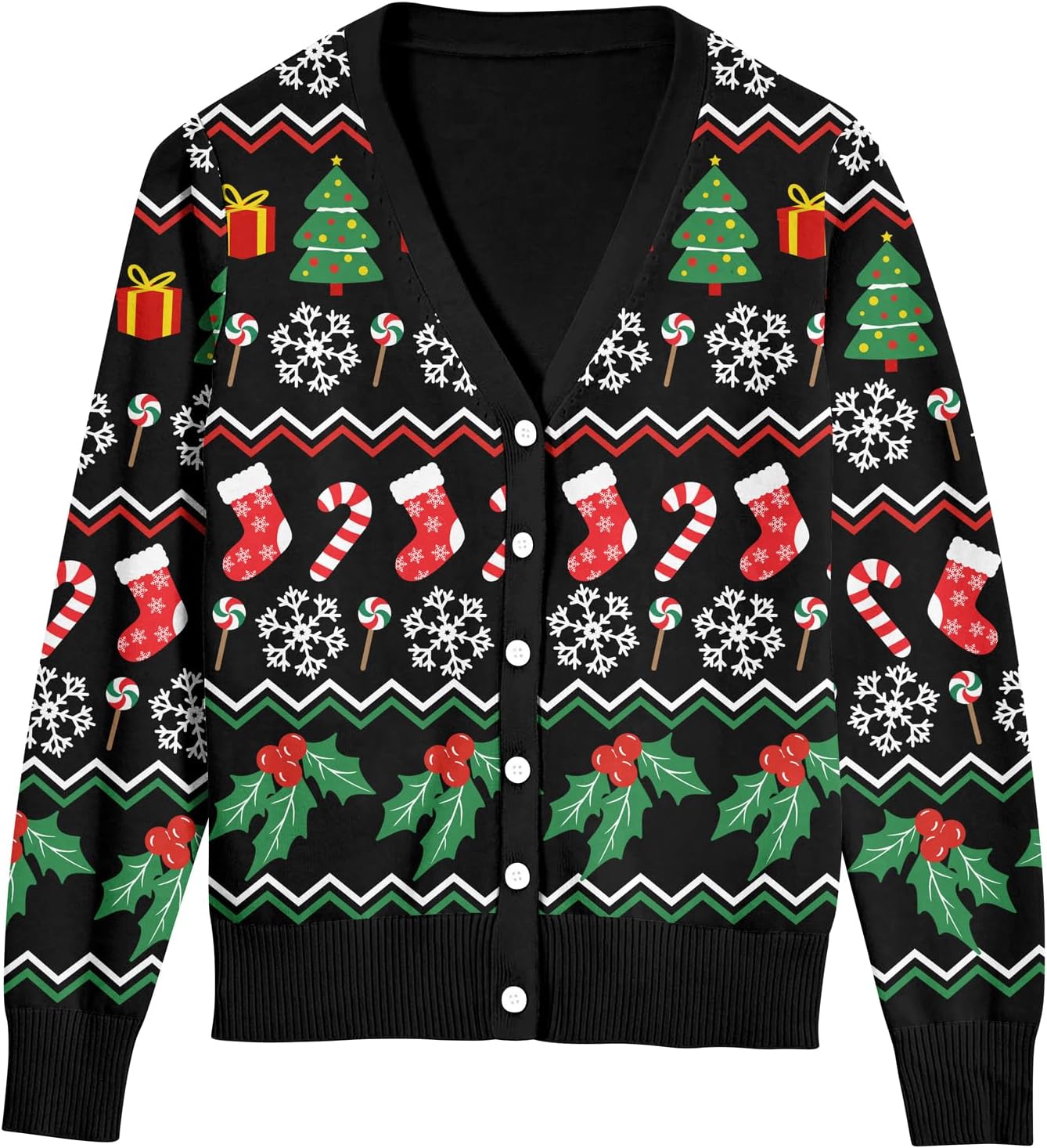 Saodimallsu Kersttrui voor dames, sweater met lange mouwen, V-hals, gebreide trui, sneeuwpop, winter, warme gebreide trui voor Kerstmis, groen, XXL