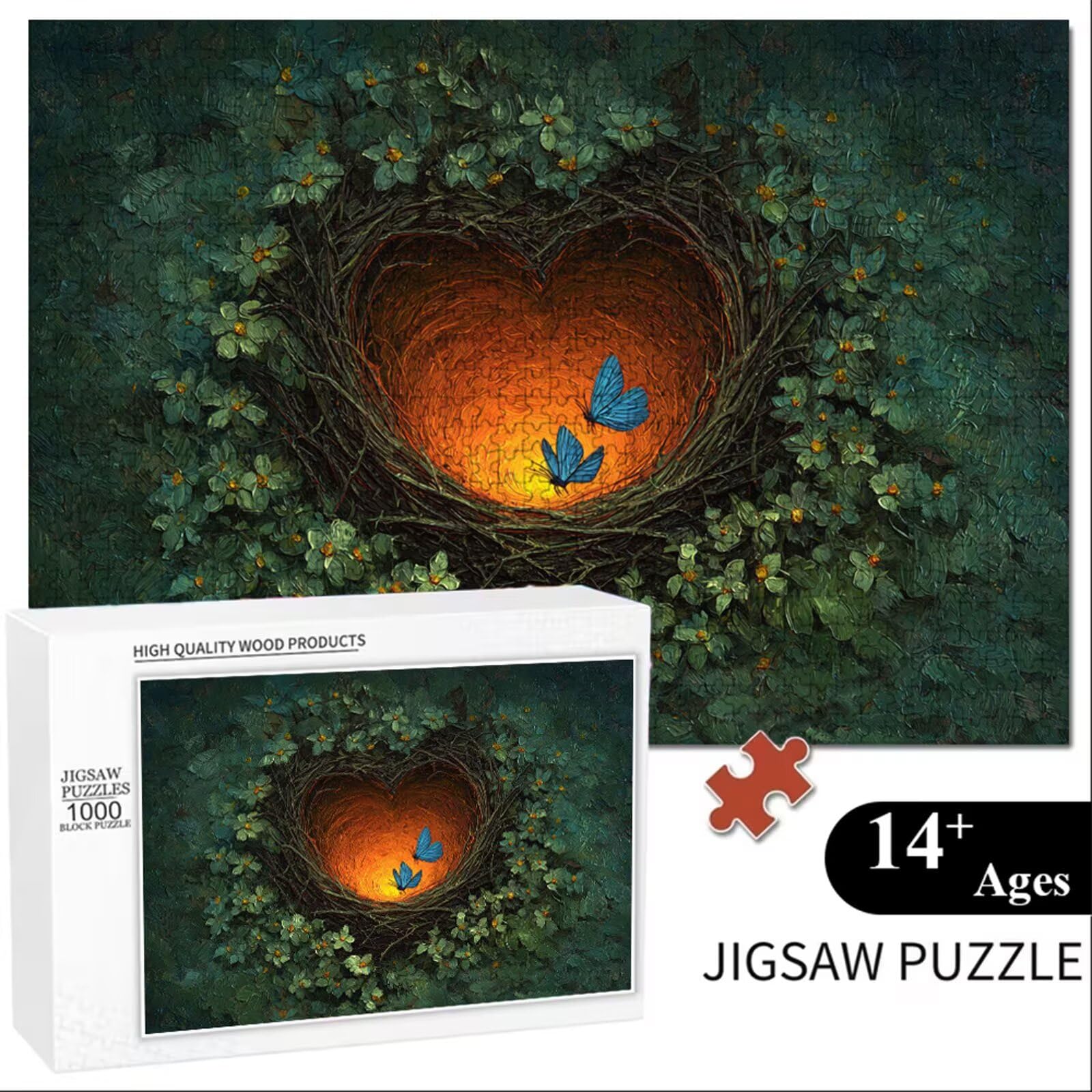 Puzzle 2000 sztuk - Motyl i Krajobraz - Trwałe drewniane puzzle z literami z tyłu - 75 x 105 cm - Kreatywne hobby bez kurzu - Artykuł kolekcjonerski i ponad 14 lat P3#231