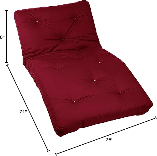 Miniatura 299 de Poly Solid - Colchón de futón completo, 8 pulgadas, color azul polvoriento Negro -,Azul,rosado (Blush Pink),Borgoña,Burnt orange,2-Burnt