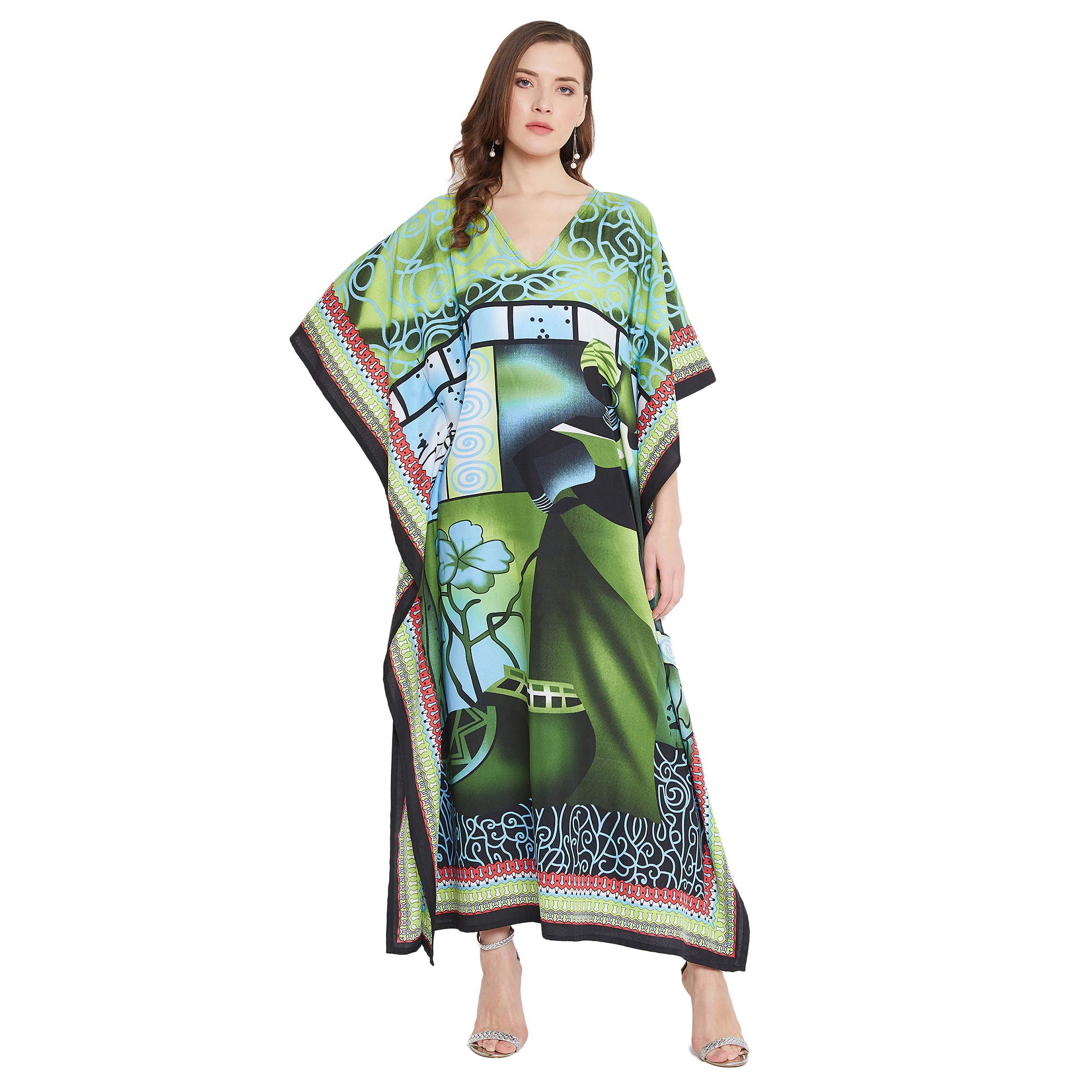 OussumWomen Long Maxi Plus Size Polyester Kaftan Caftan Gown Beach Party Casual Dress