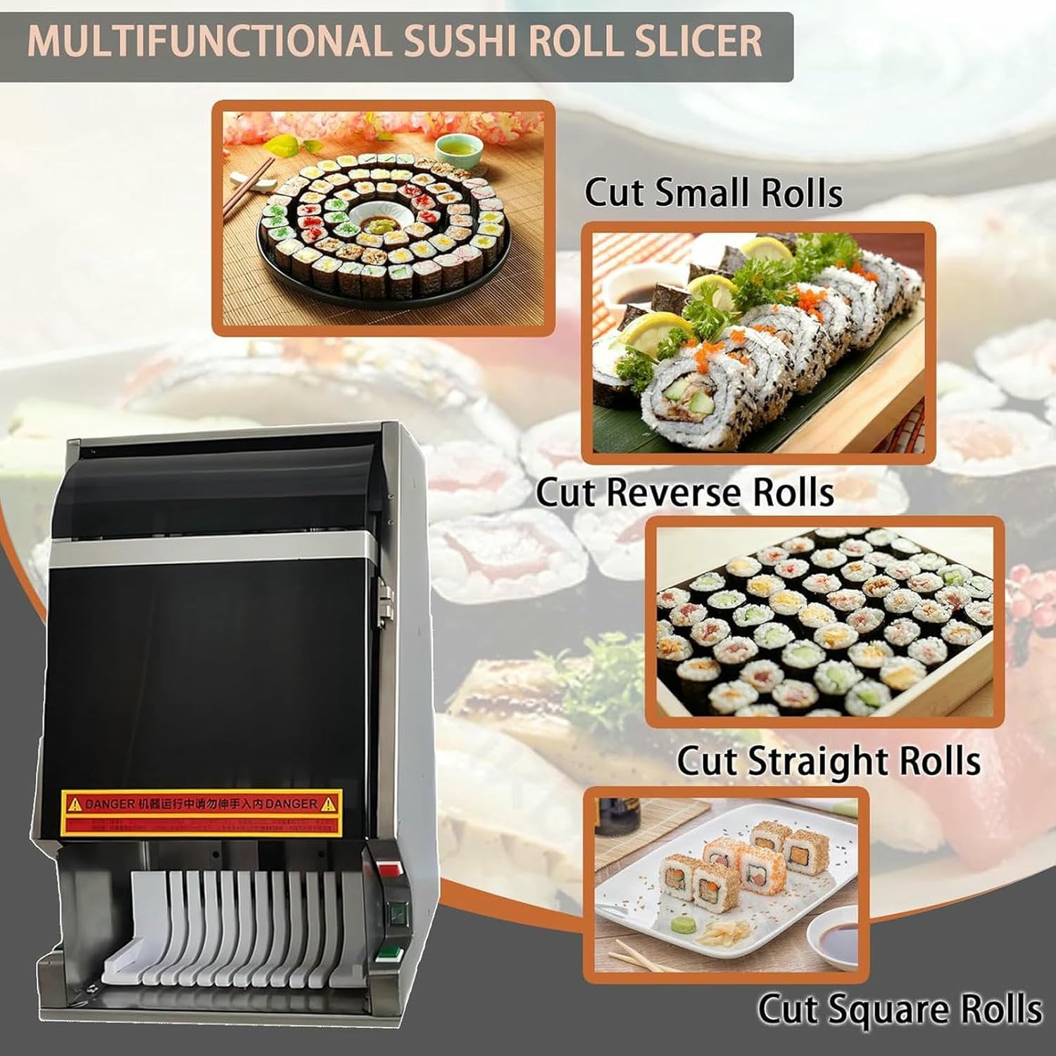 Desktop Multifunctional Electric Sushi Maker, Sushi Roll Slicer,Save Time Effort,for Restaurant,Kitchen,Snack Bar, 8/10/12 Piece