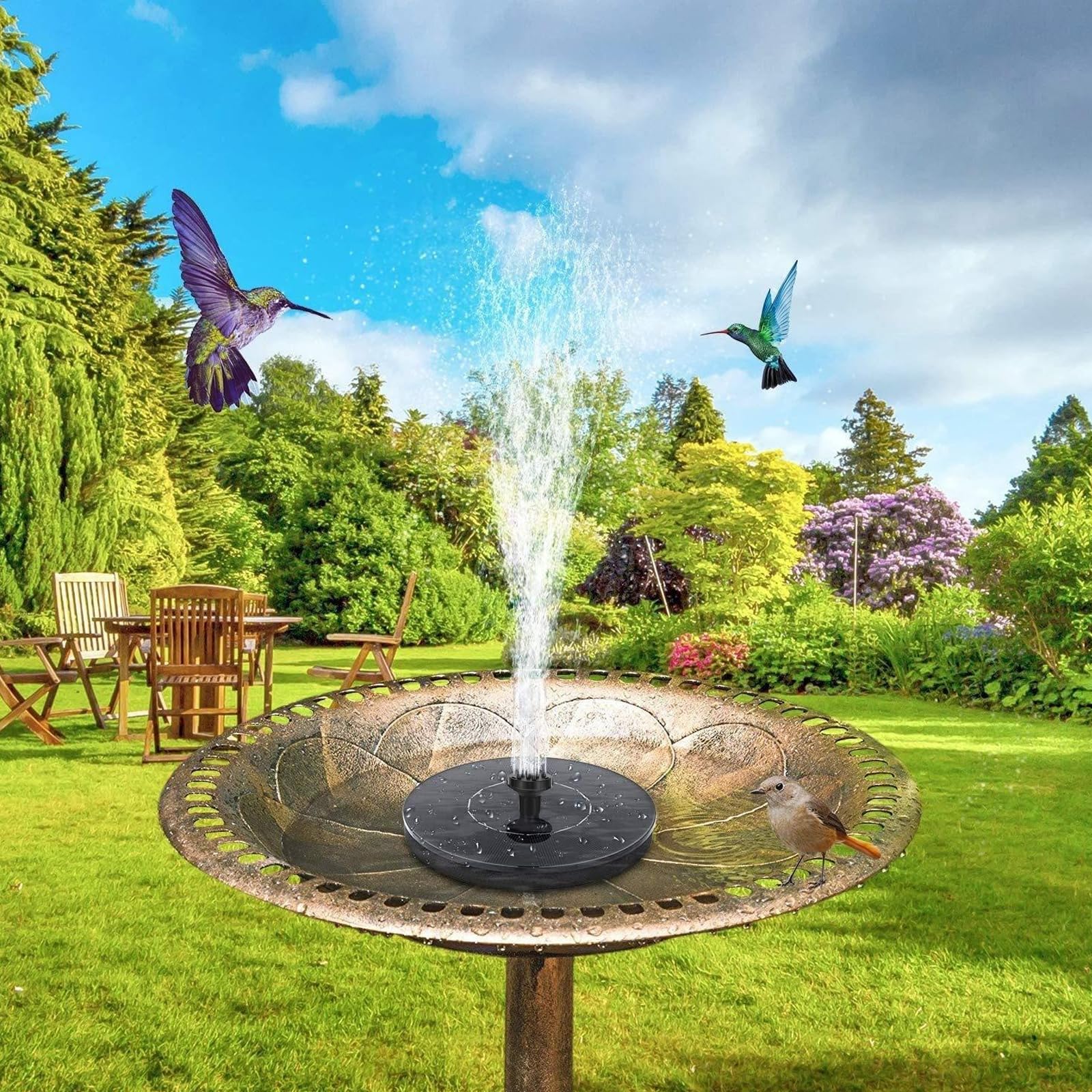 Auauraintt Pompa Solare per Fontana,Fontana Solare da Giardino Esterno,Fontana Pompa Solare da Giardino,con 6 Ugelli,per acquario,piscina,stagno,uccelli（1W）