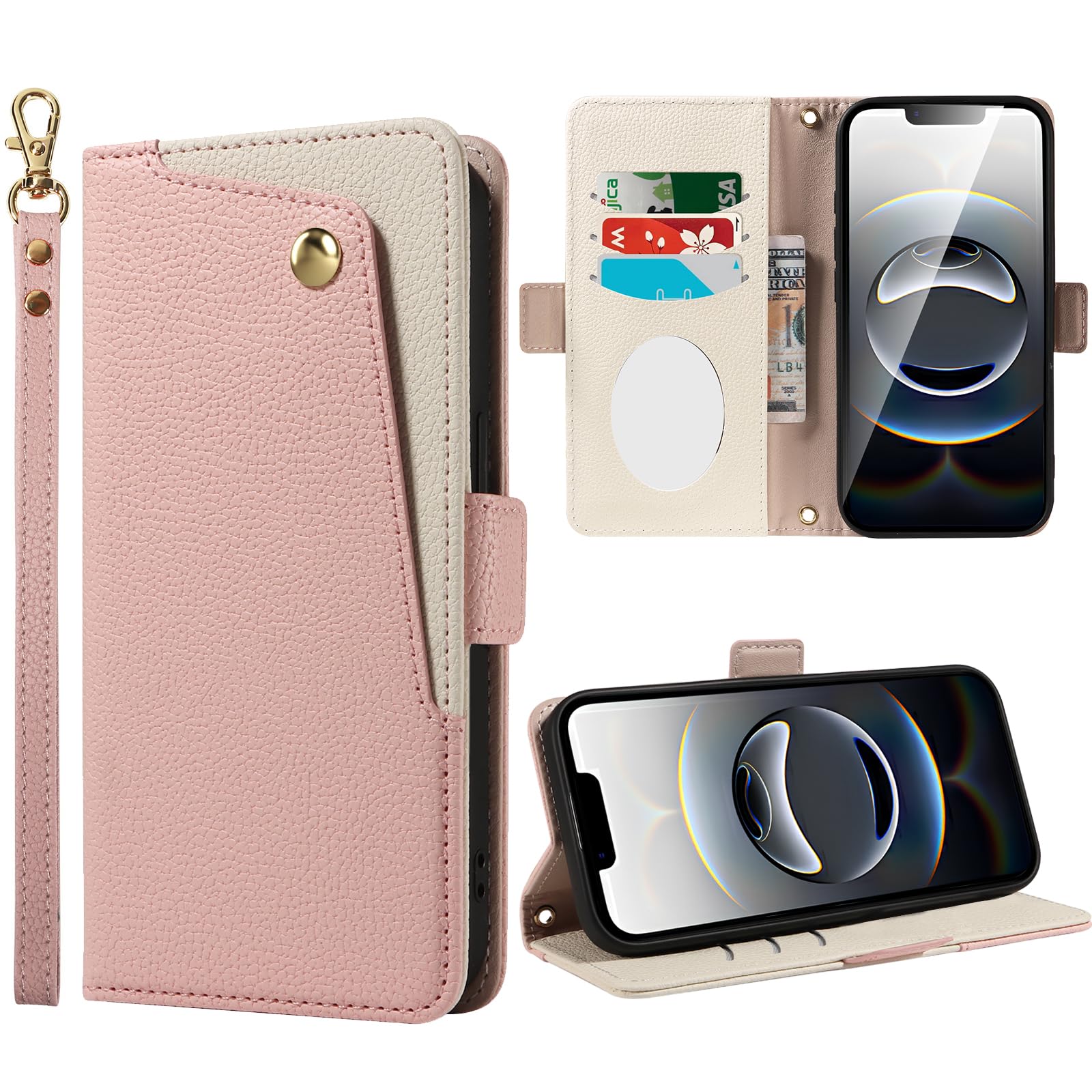 KWATUNG iphone 17e/16e ケース 手帳型 高級PUレザー 繊…