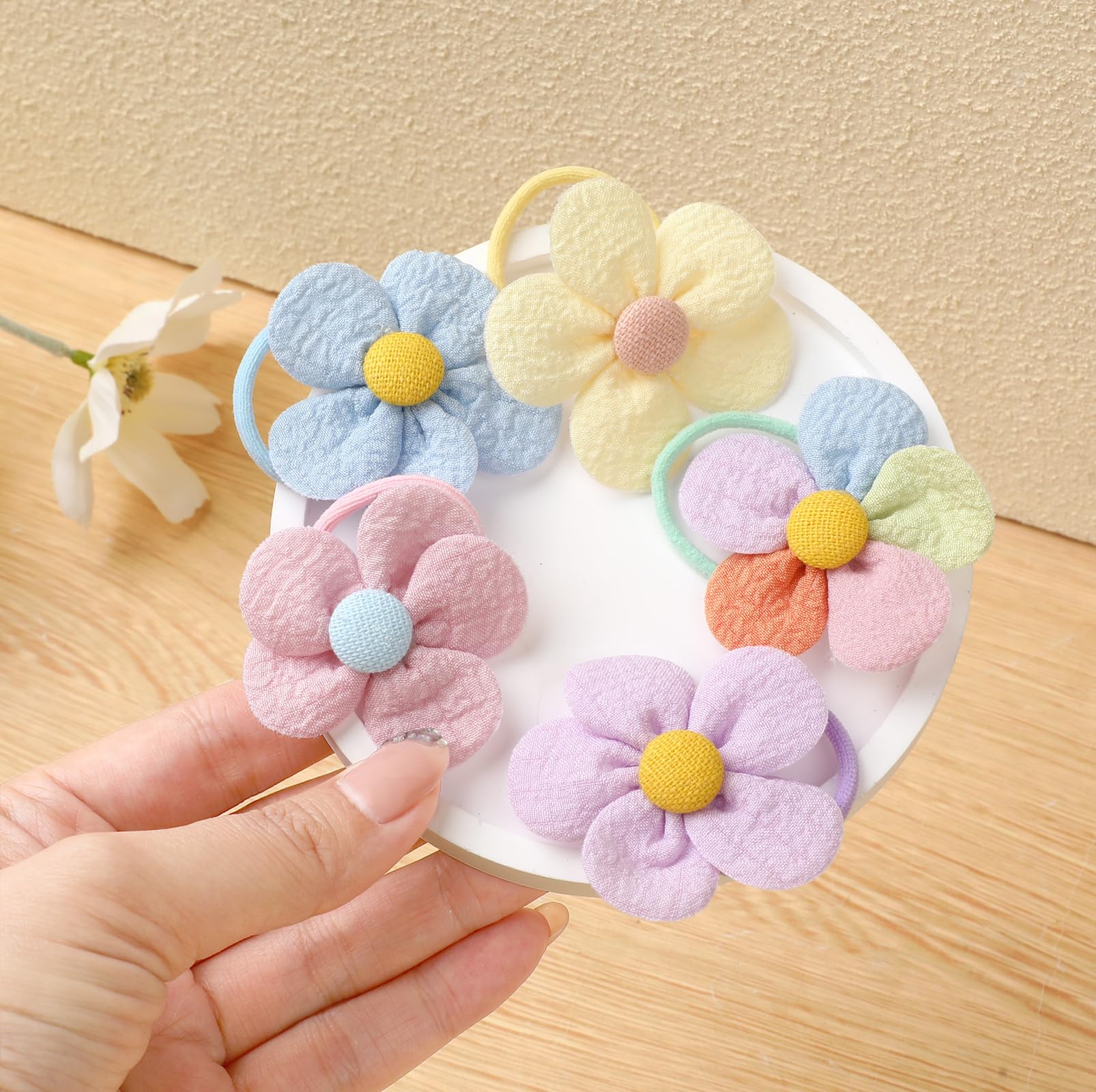 10 Elastici Per Capelli Bambine Con Fiori E Fiocchi - Morbidi E Senza Cuciture Per Code - Foto 9