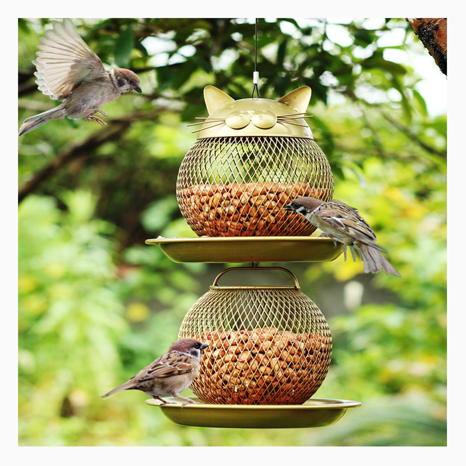 Doppelschicht vogelhaus,vogelhäuschen,vogelfutterhaus,Futterhaus für Vögel, Vogelfutterspender mit stabilen Sitzstangen und Schutzdach für Wildvögel,witterungsbeständig und langlebig